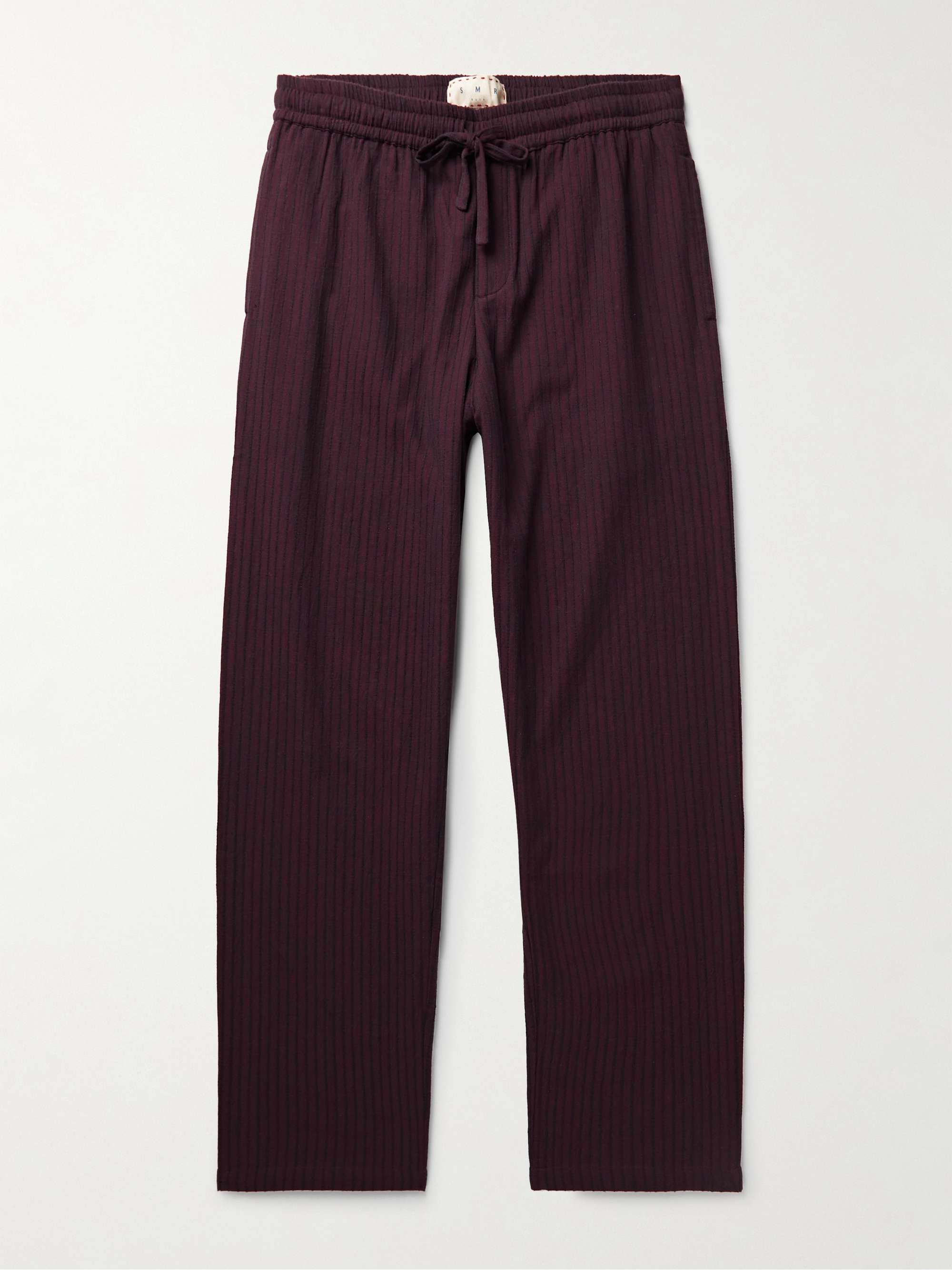 SMR DAYS Malibu Straight-Leg  Organic Cotton-Jacquard Drawstring Trousers