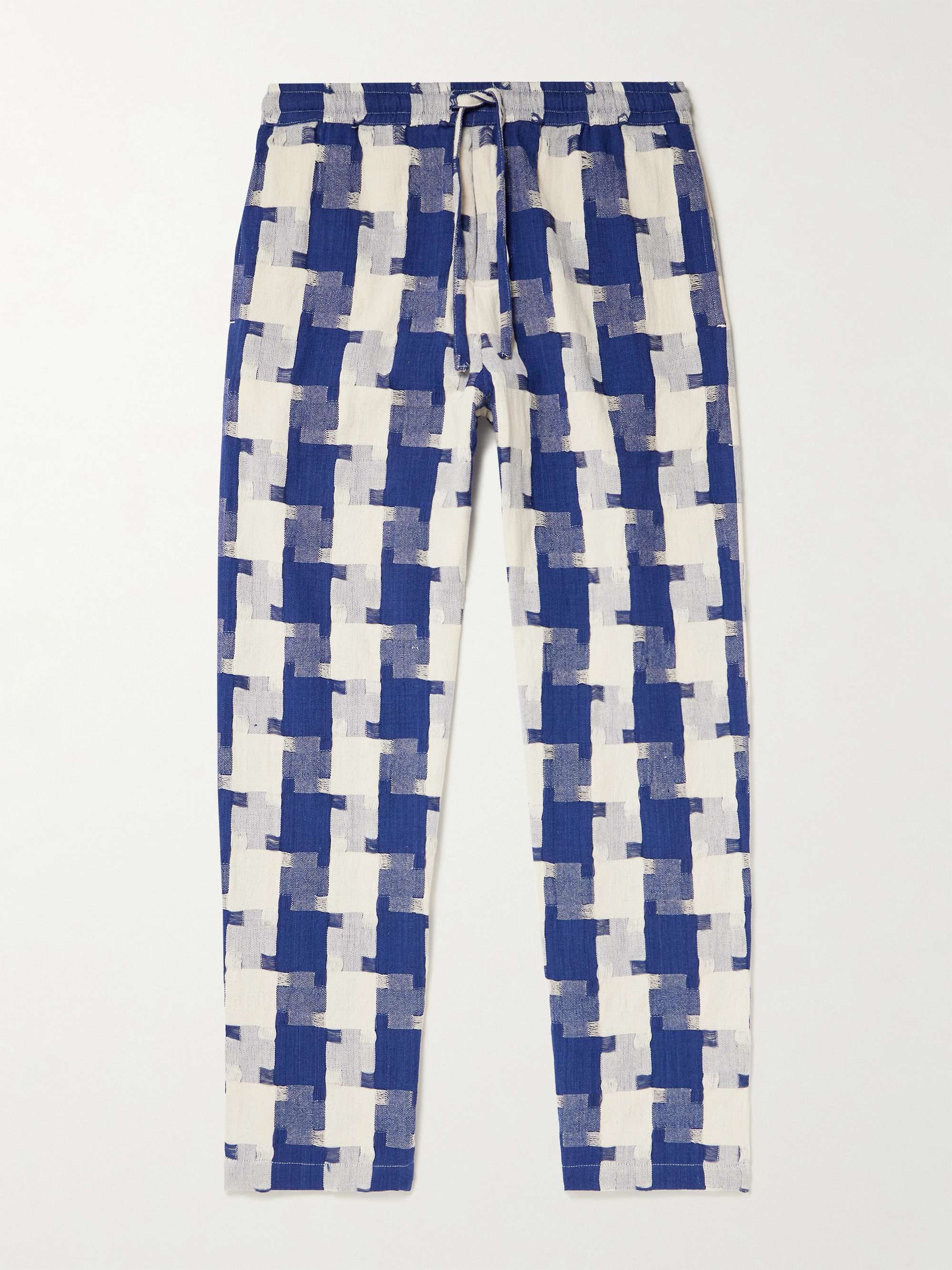 SMR DAYS Malibu Straight-Leg  Organic Cotton-Jacquard Drawstring Trousers