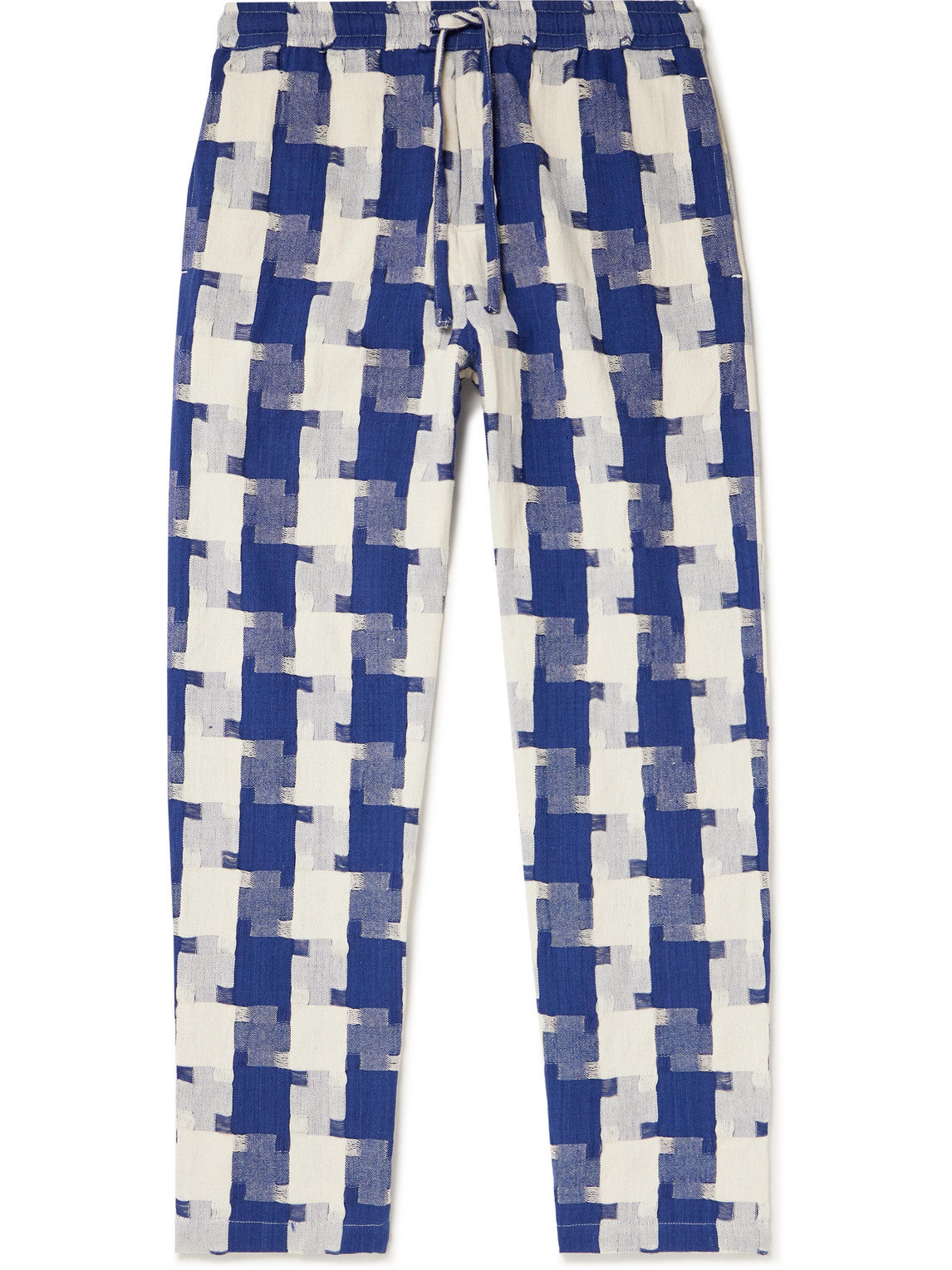 Malibu Straight-Leg Organic Cotton-Jacquard Drawstring Trousers