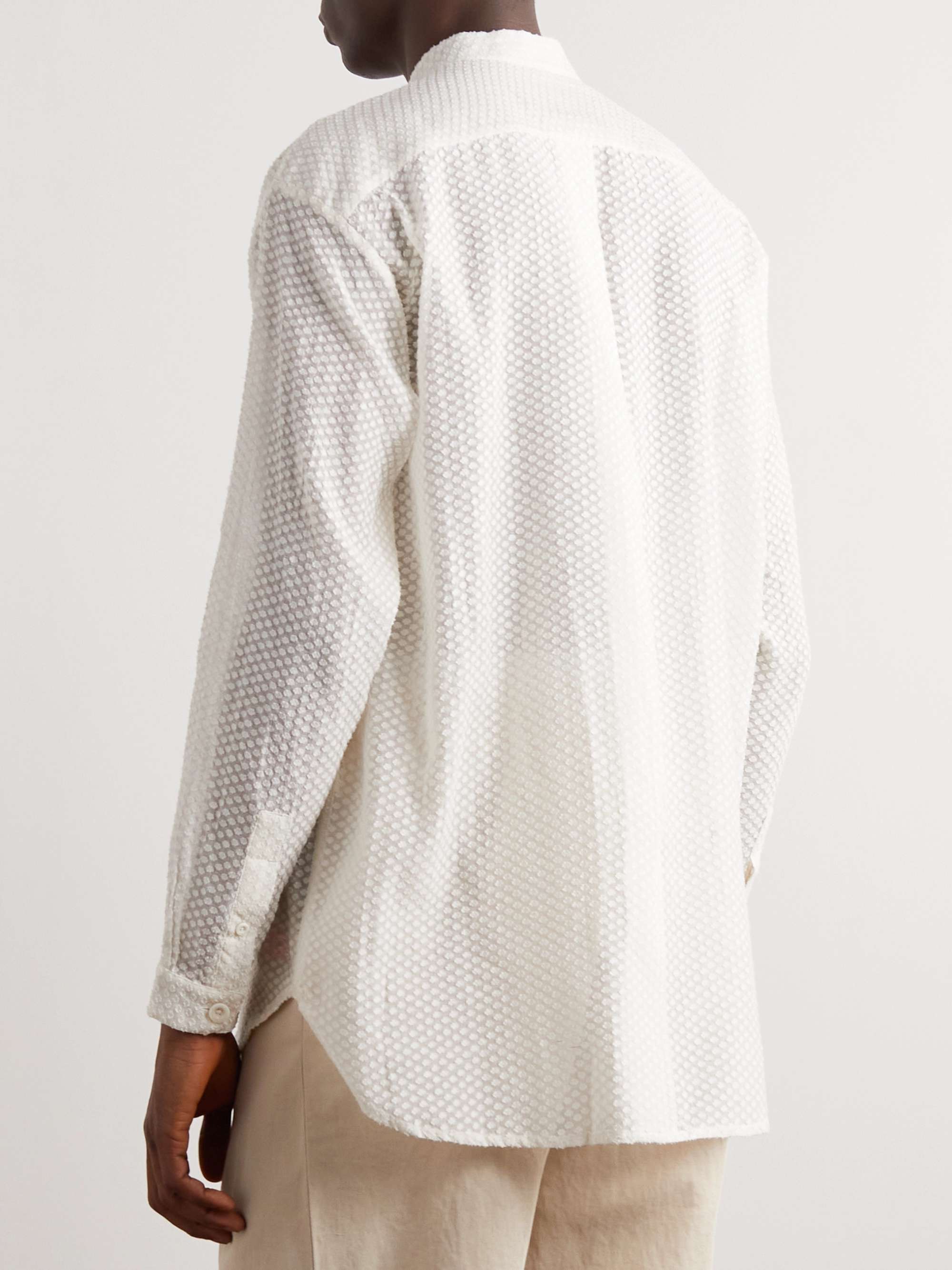 SMR DAYS Tulum Grandad-Collar Embroidered Cotton Shirt