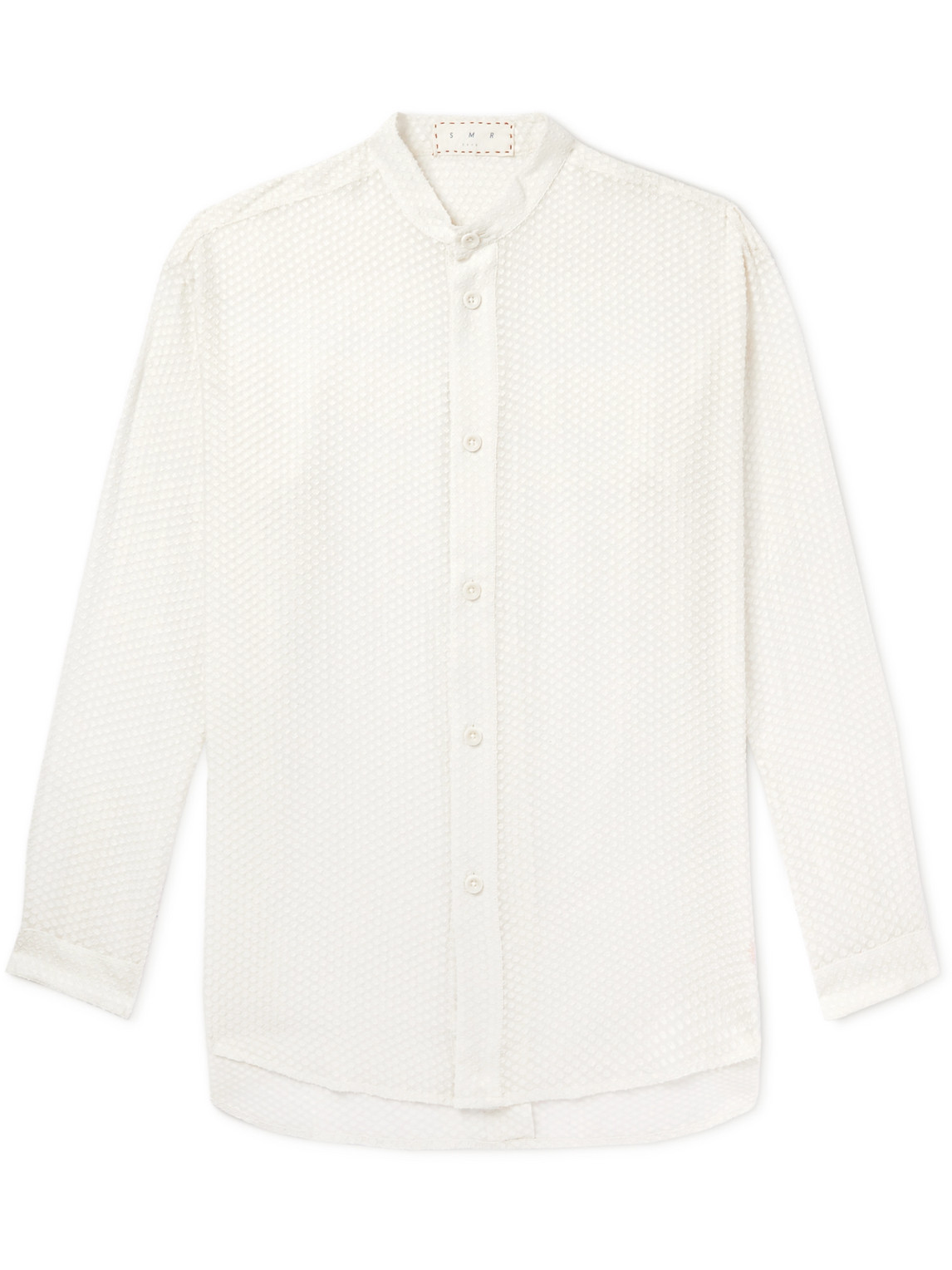 Tulum Grandad-Collar Embroidered Cotton Shirt