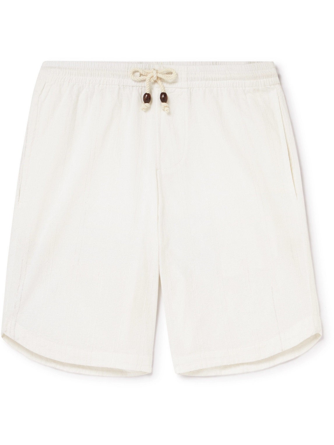 Hiri Straight-Leg Striped Cotton-Voile Drawstring Shorts