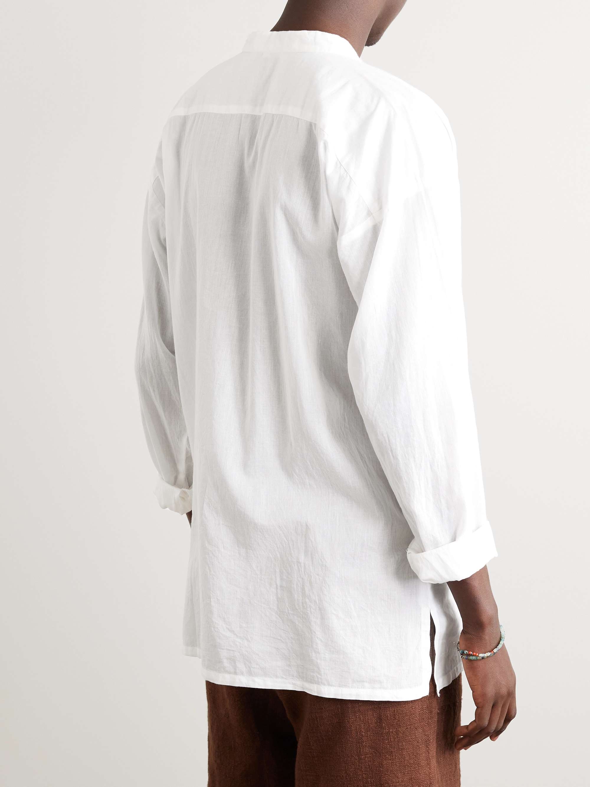 SMR DAYS Cavalet Grandad-Collar Bib-Front Cotton-Voile Shirt