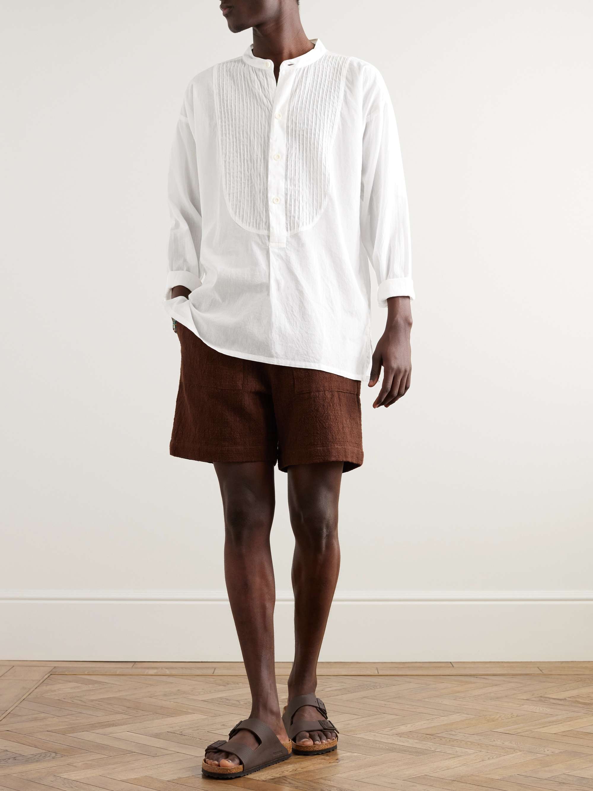 SMR DAYS Cavalet Grandad-Collar Bib-Front Cotton-Voile Shirt