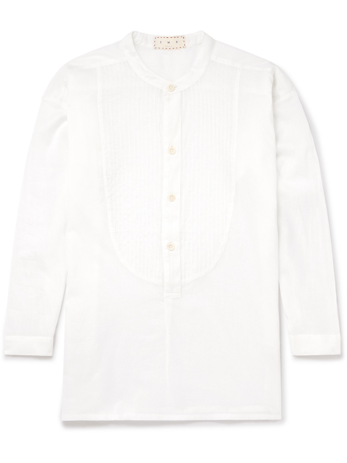 Cavalet Grandad-Collar Bib-Front Cotton-Voile Shirt