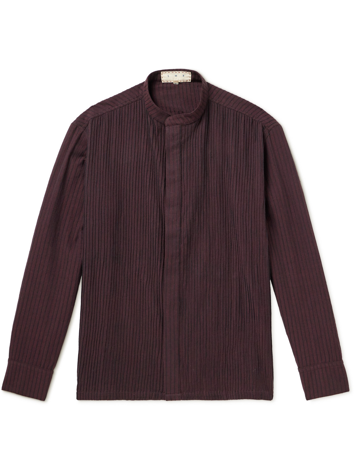 Gracioneta Camp-Collar Embroidered Organic Cotton Shirt