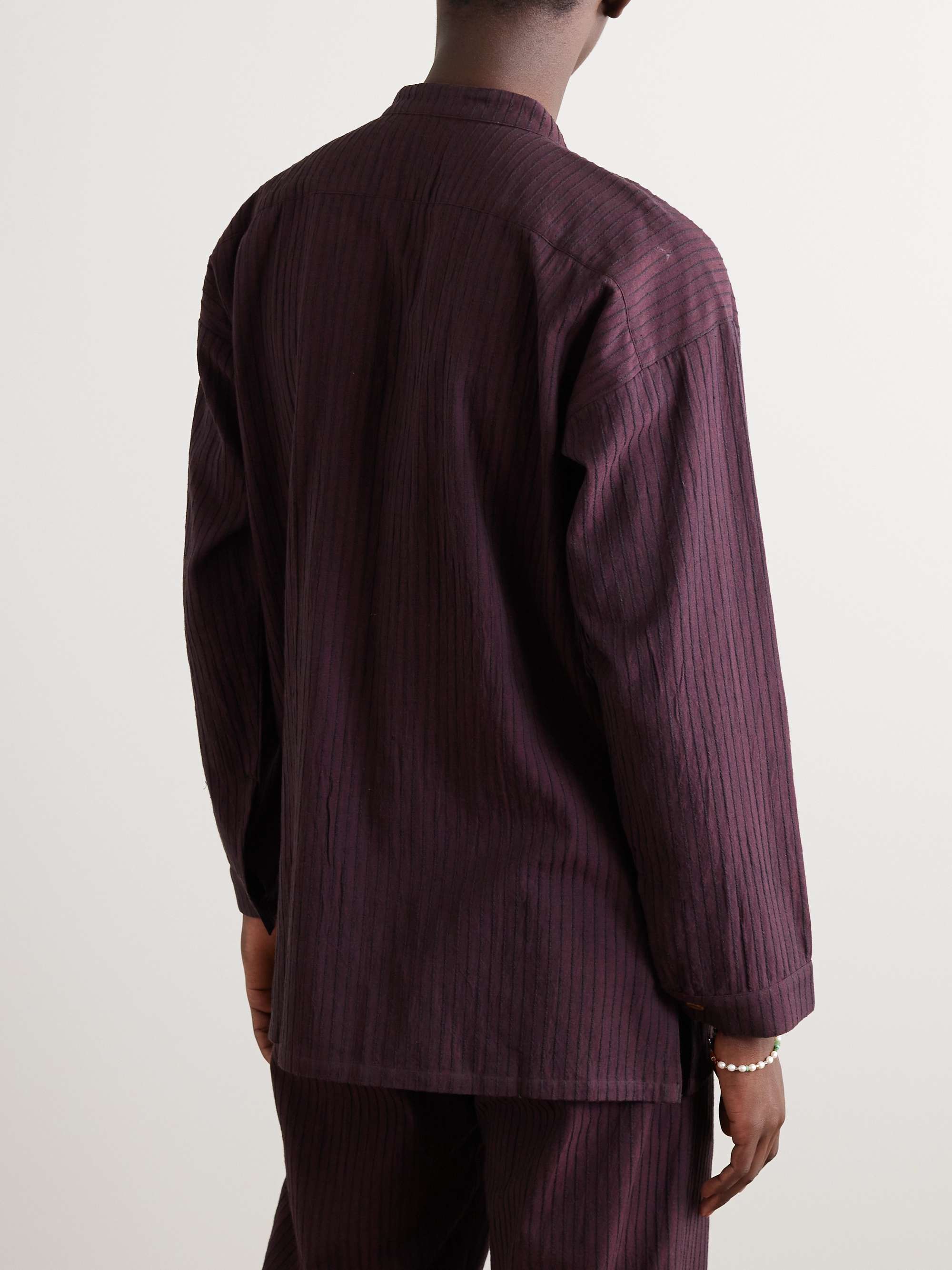 SMR DAYS Cavalet Grandad-Collar Bib-Front Cotton-Voile Shirt