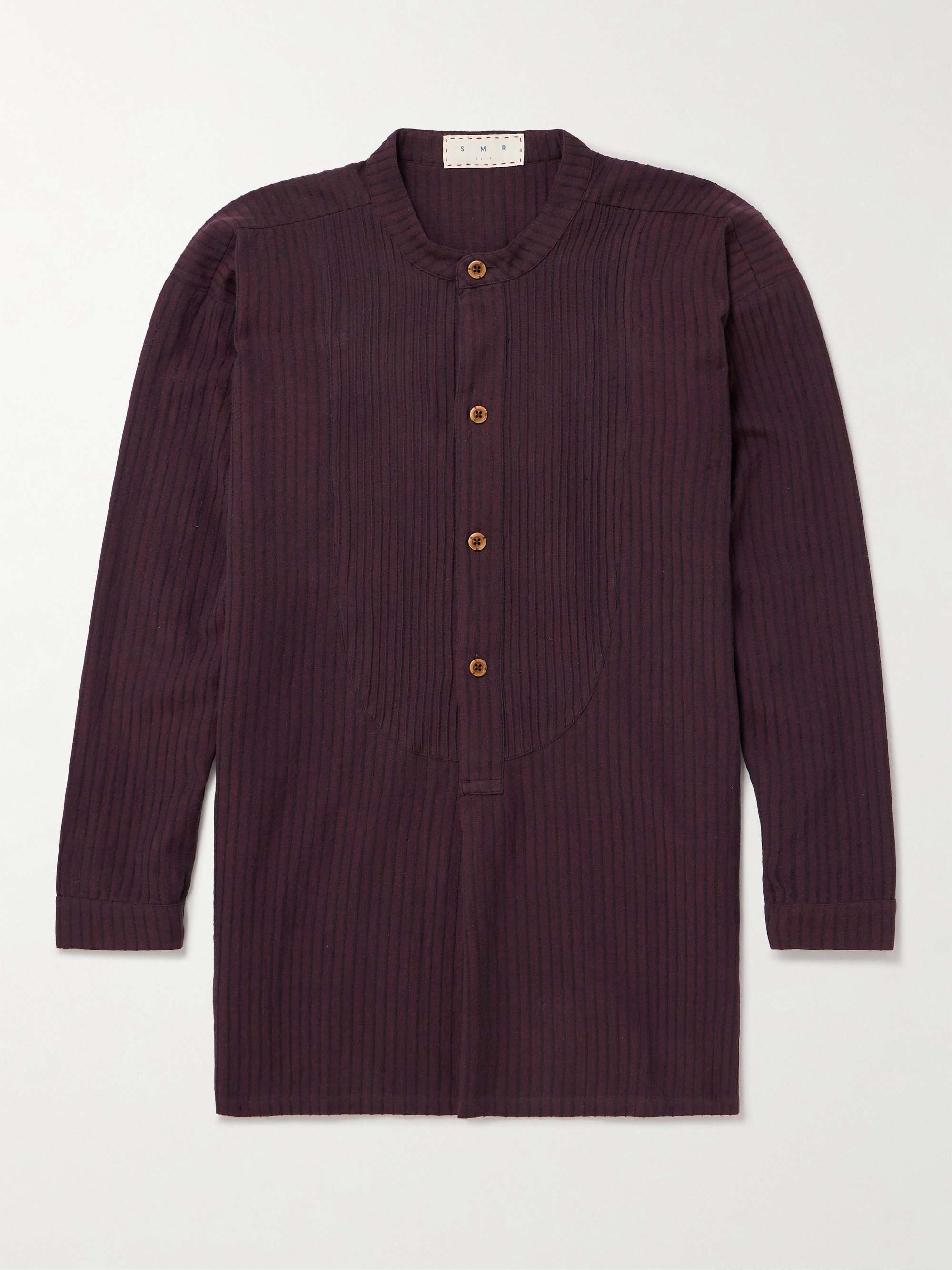 SMR DAYS Cavalet Grandad-Collar Bib-Front Cotton-Voile Shirt