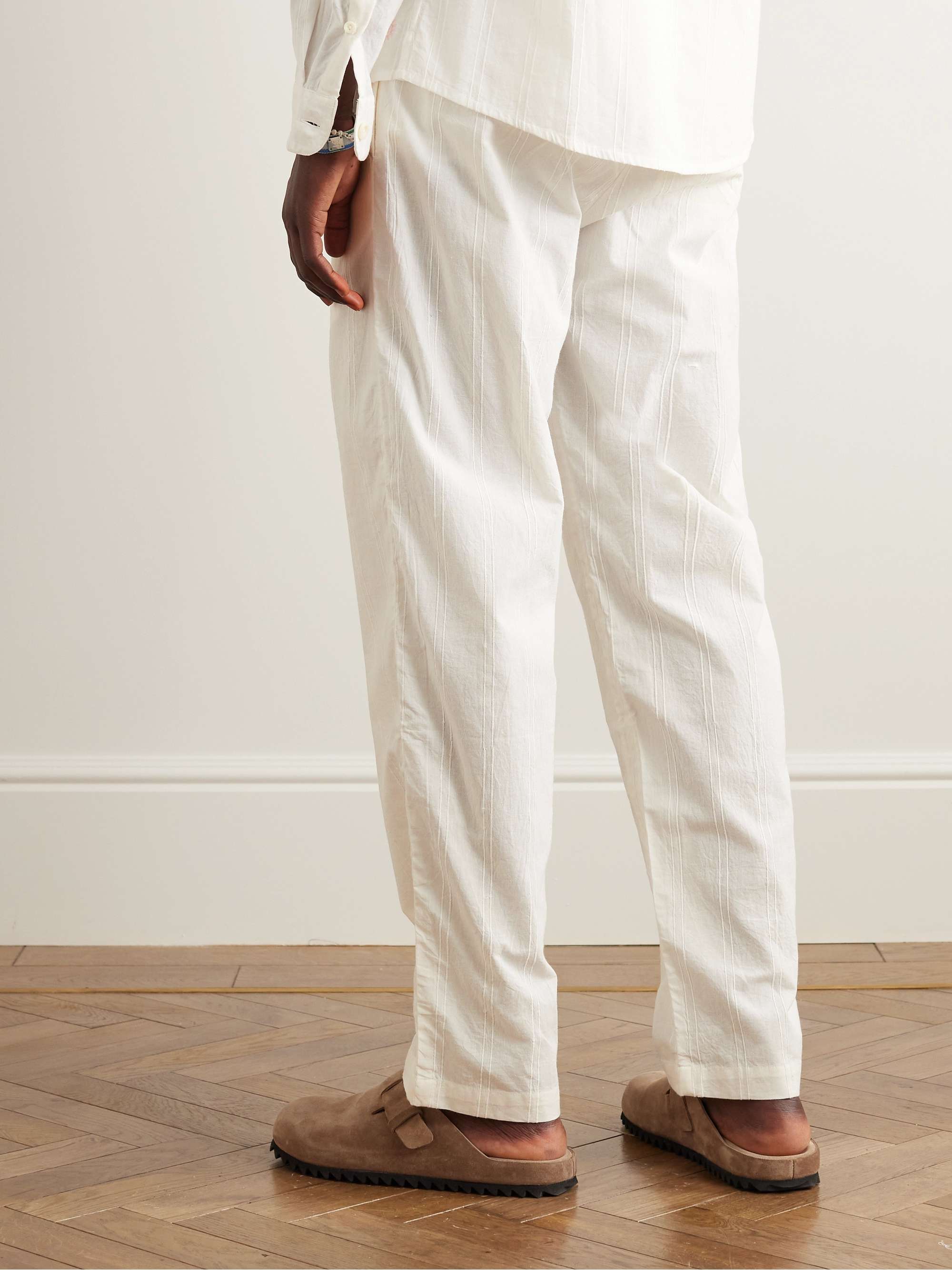 SMR DAYS Malibu Straight-Leg  Organic Cotton-Jacquard Drawstring Trousers