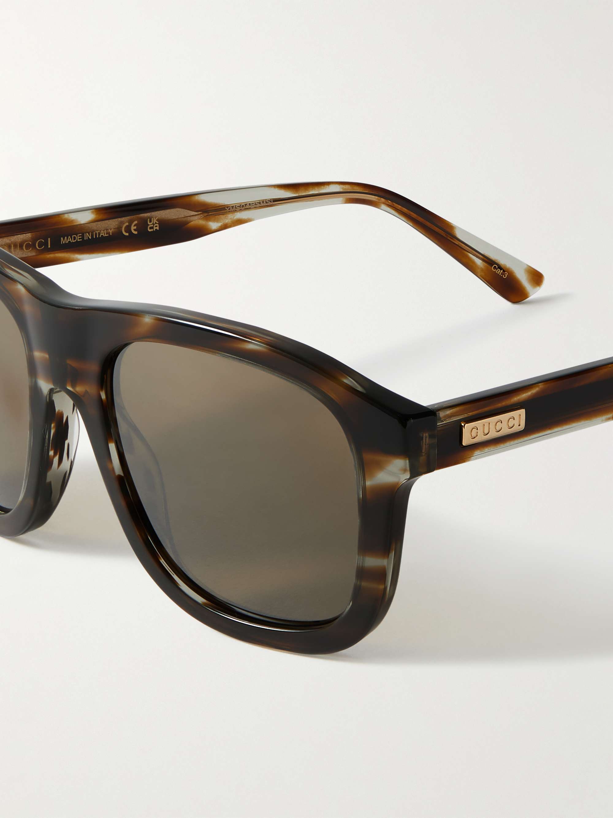 GUCCI EYEWEAR '80s Monoco Aviator-Style Tortoiseshell Acetate Sunglasses