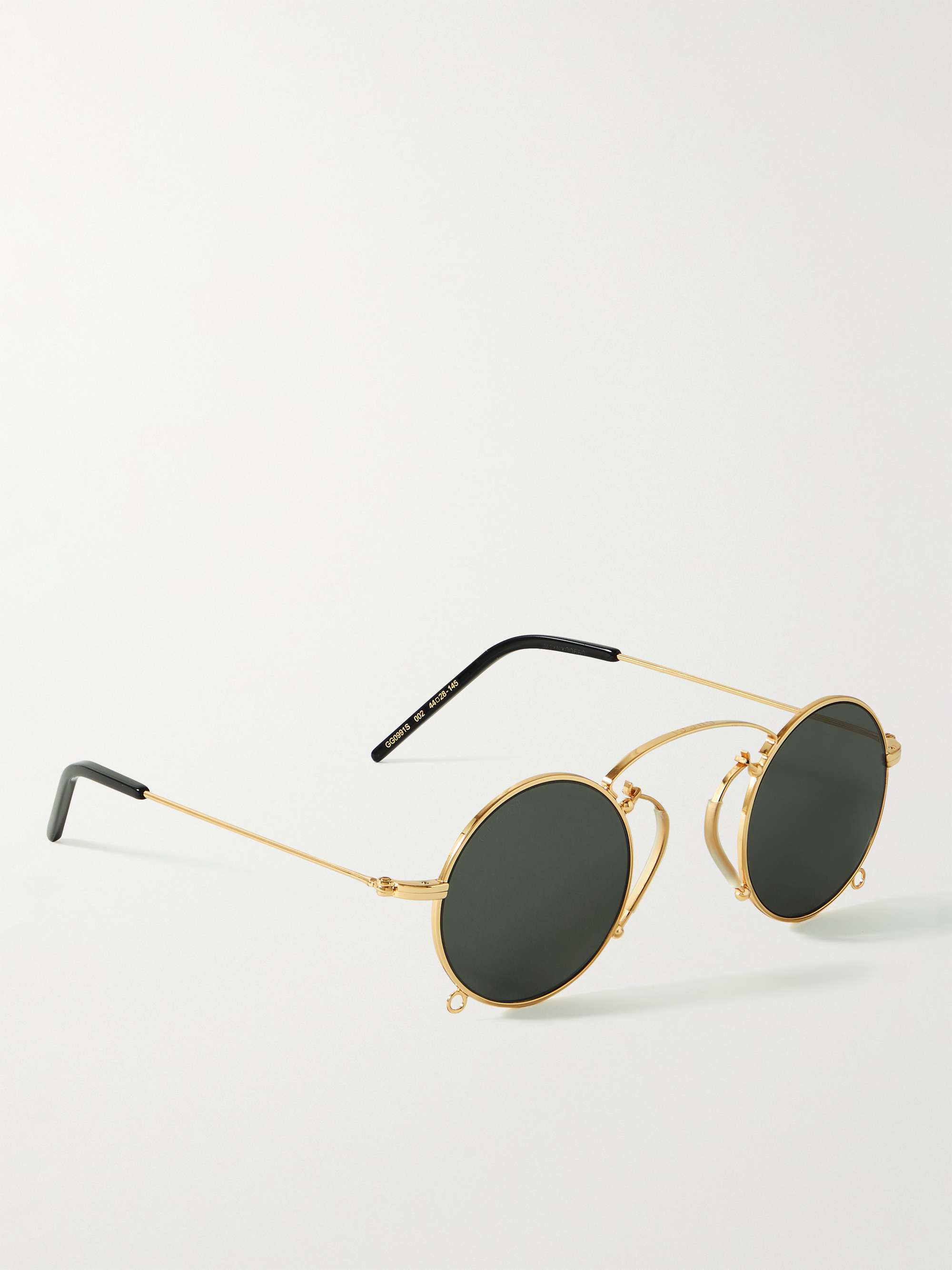 GUCCI EYEWEAR + Harry Styles HA HA HA Pince-Nez Round-Frame Gold-Tone Sunglasses