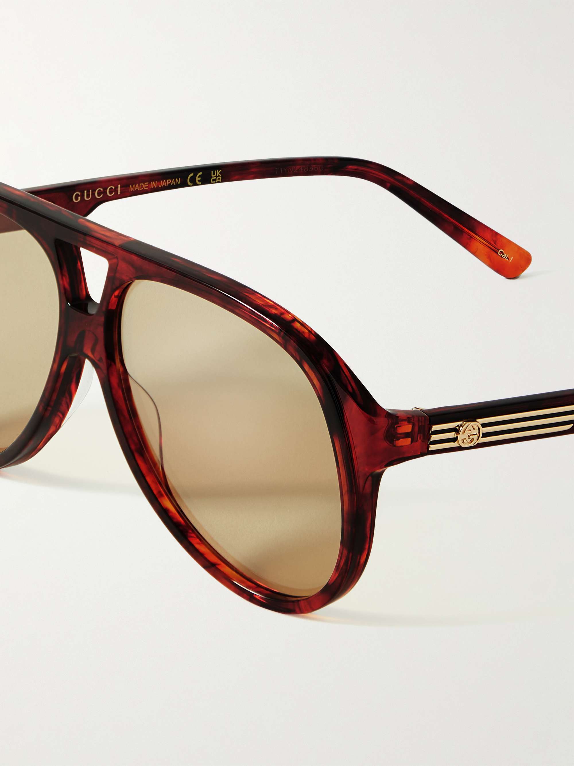 GUCCI EYEWEAR Aviator-Style Tortoiseshell Acetate Sunglasses