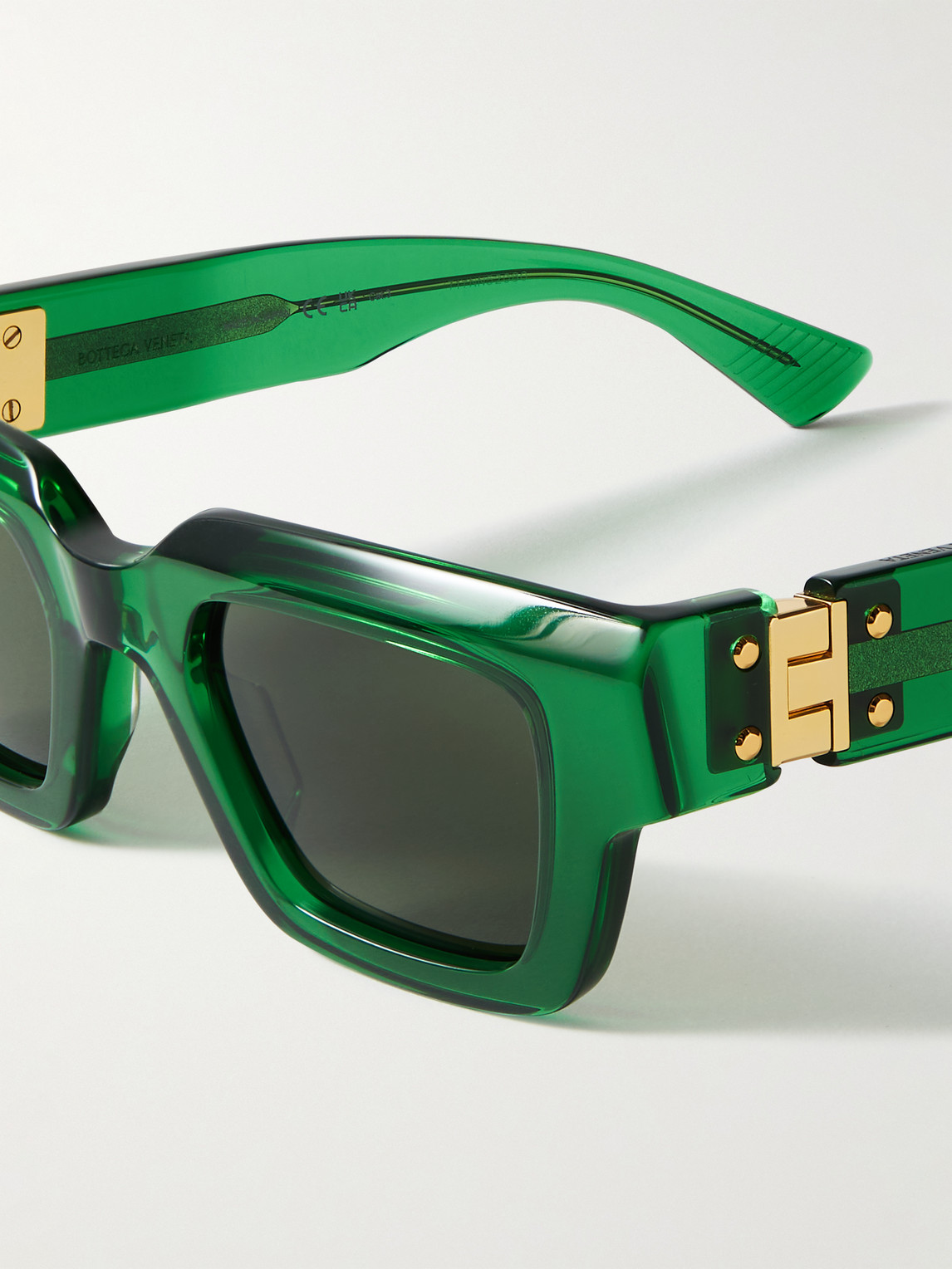 Shop Bottega Veneta Rectangular-frame Acetate Sunglasses In Green