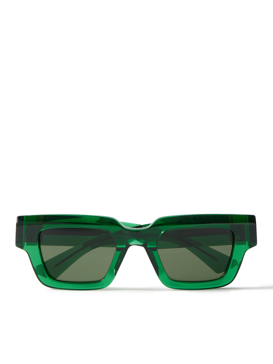 Shop Bottega Veneta Rectangular-frame Acetate Sunglasses In Green