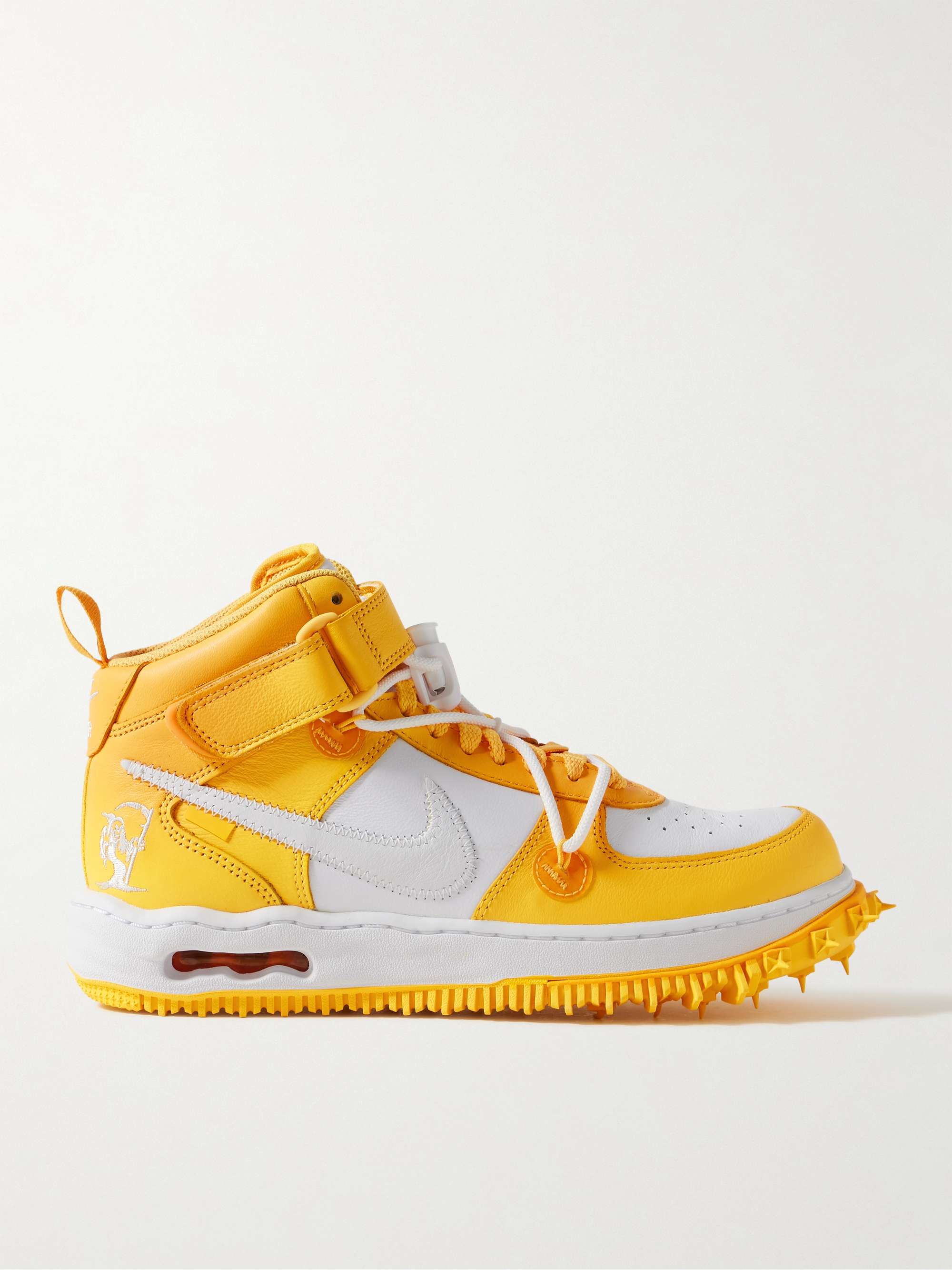 NIKE + Off-White Air Force 1 Mid Two-Tone Leather High-Top Sneakers for ...