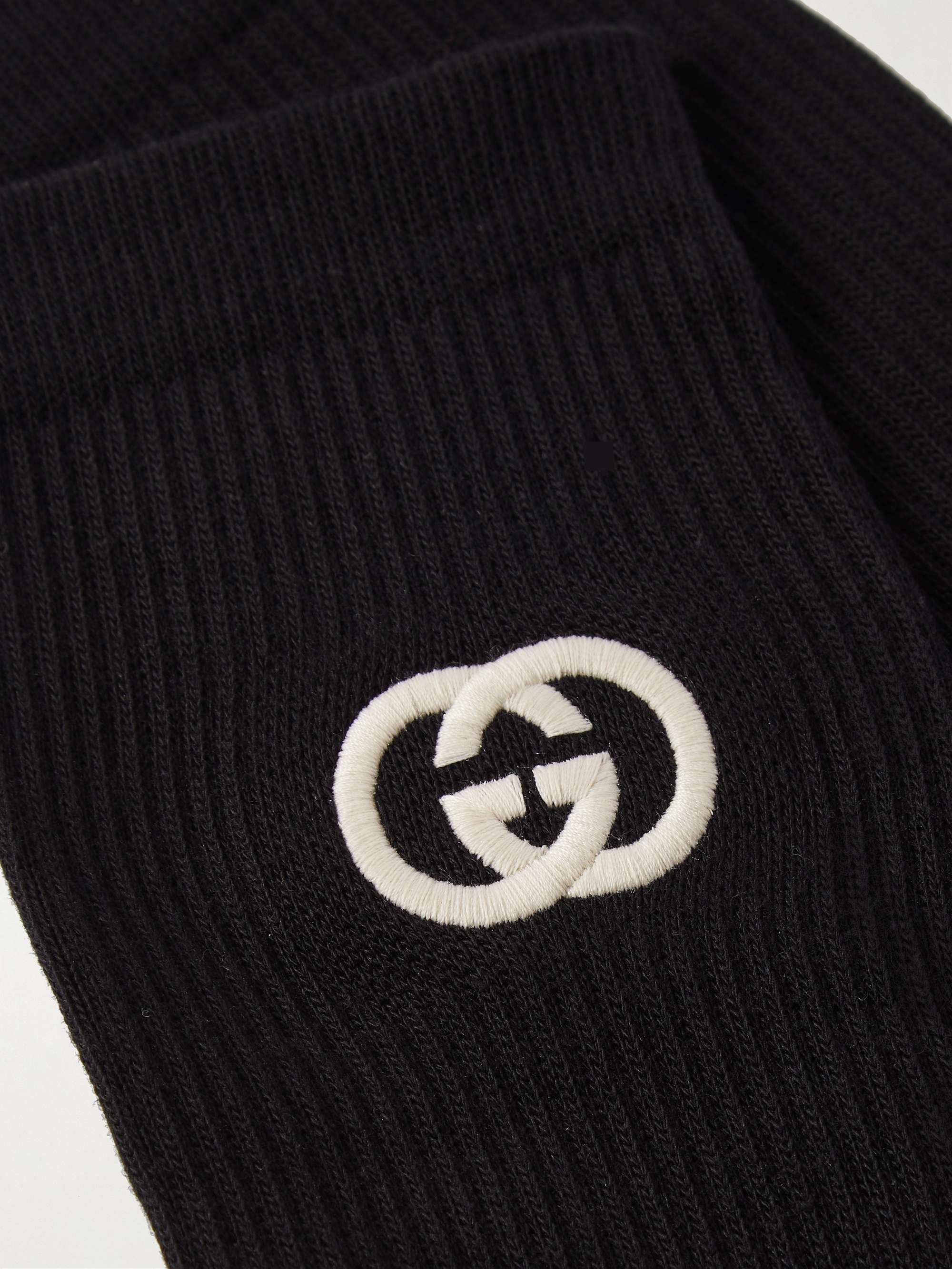 GUCCI 로고 자수 골지 코튼 혼방 양말