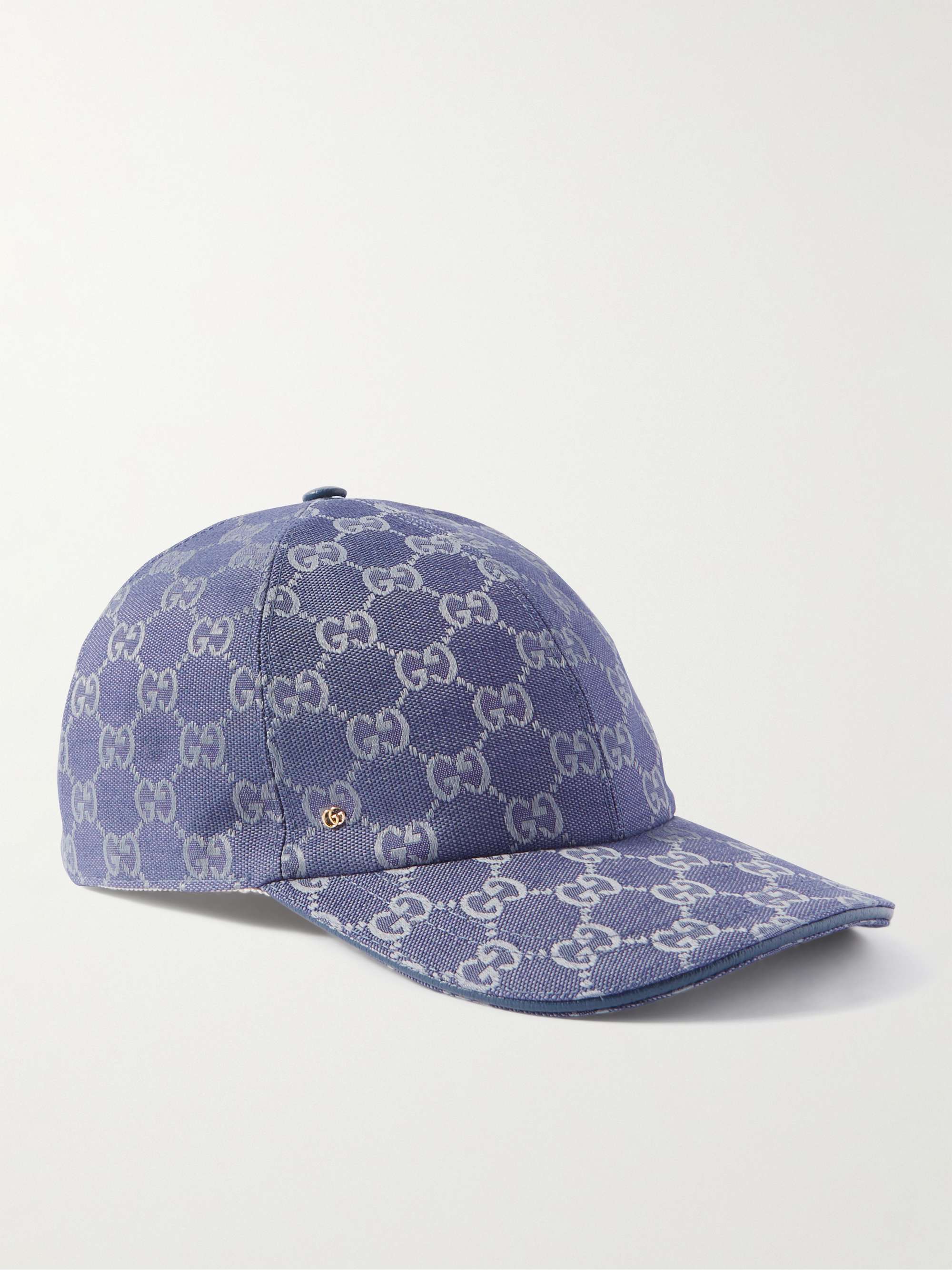 Gucci - Men - Webbing-Trimmed Monogrammed Canvas Baseball Cap Blue - L