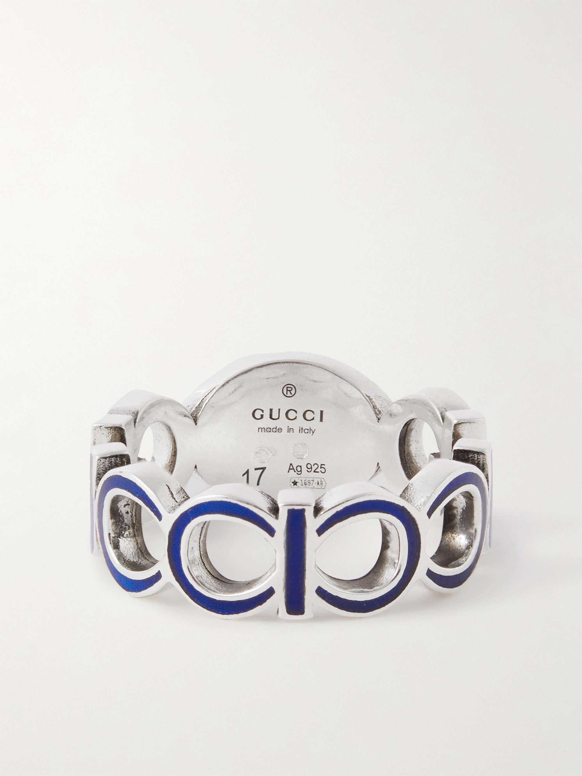 GUCCI Silver and Enamel Ring for Men | MR PORTER