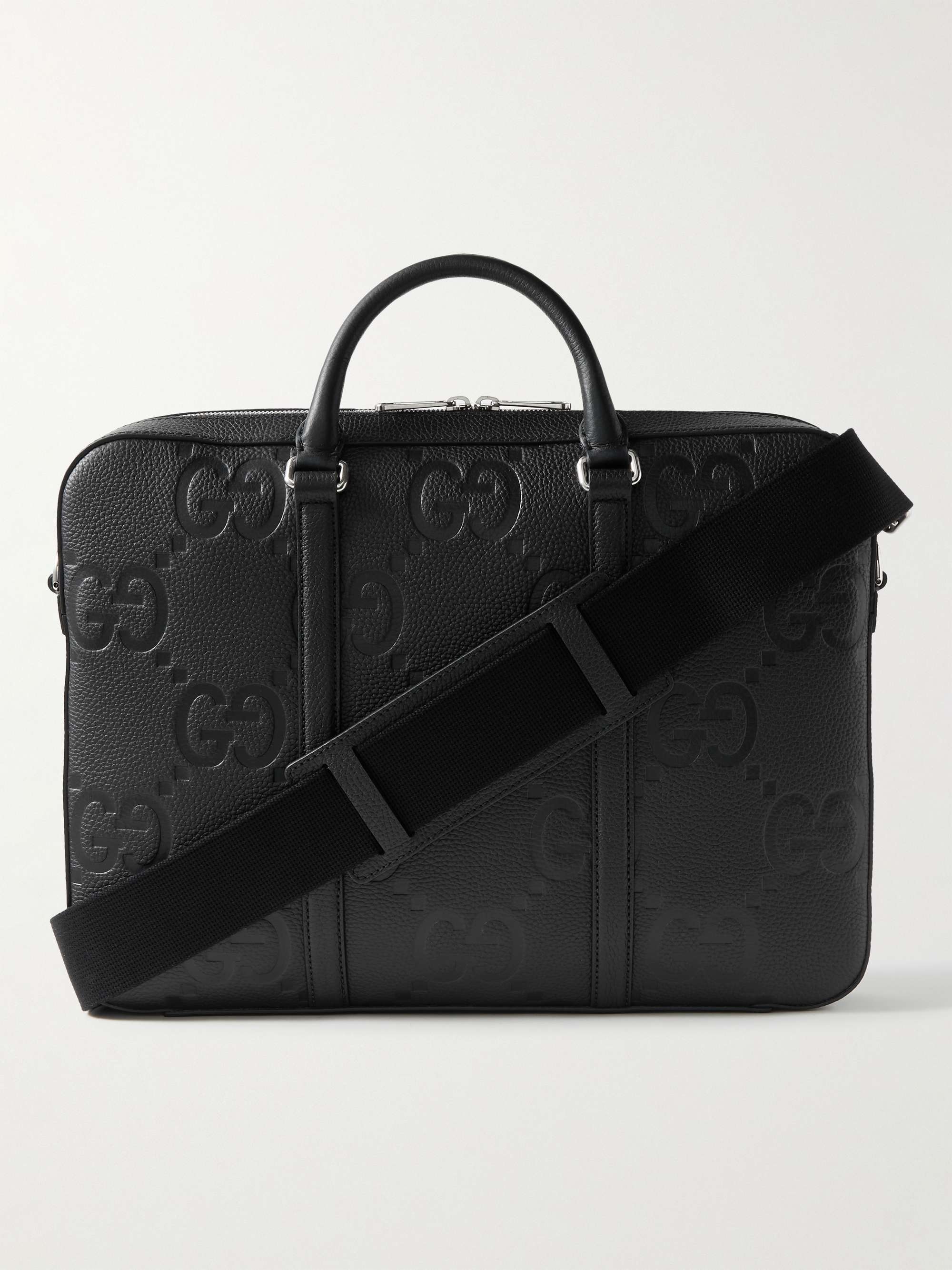 GUCCI Monogrammed Full-Grain Leather Briefcase for Men | MR PORTER