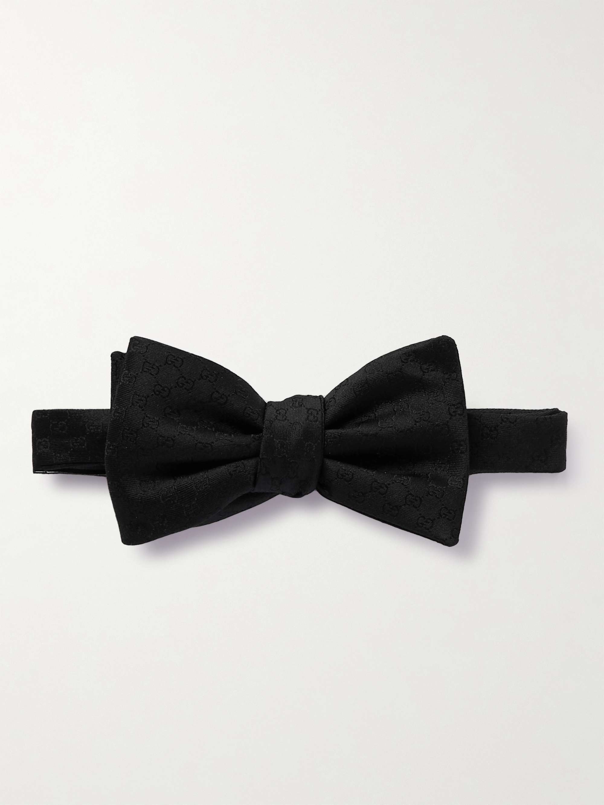 GUCCI Pre-Tied Logo-Jacquard Silk-Twill Bow Tie