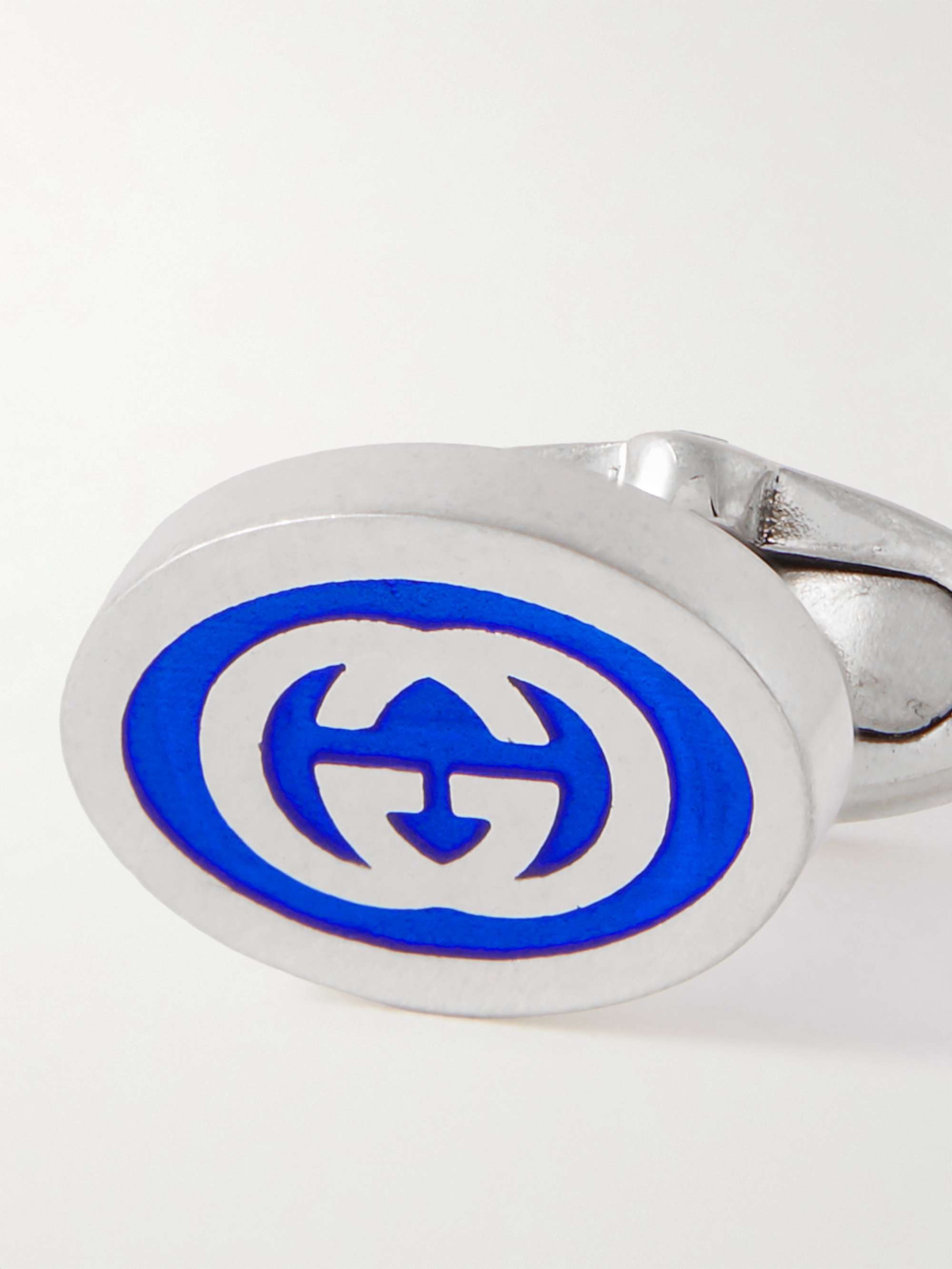 GUCCI Sterling Silver and Enamel Cufflinks