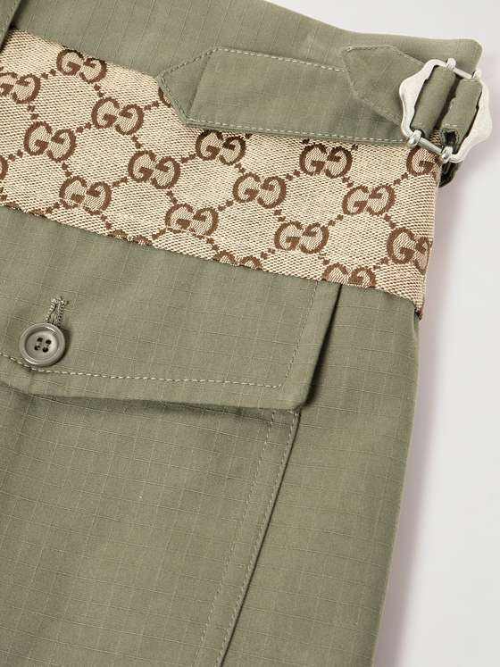 GUCCI Straight-Leg Jacquard-Trimmed Cotton-Ripstop Cargo Trousers for ...