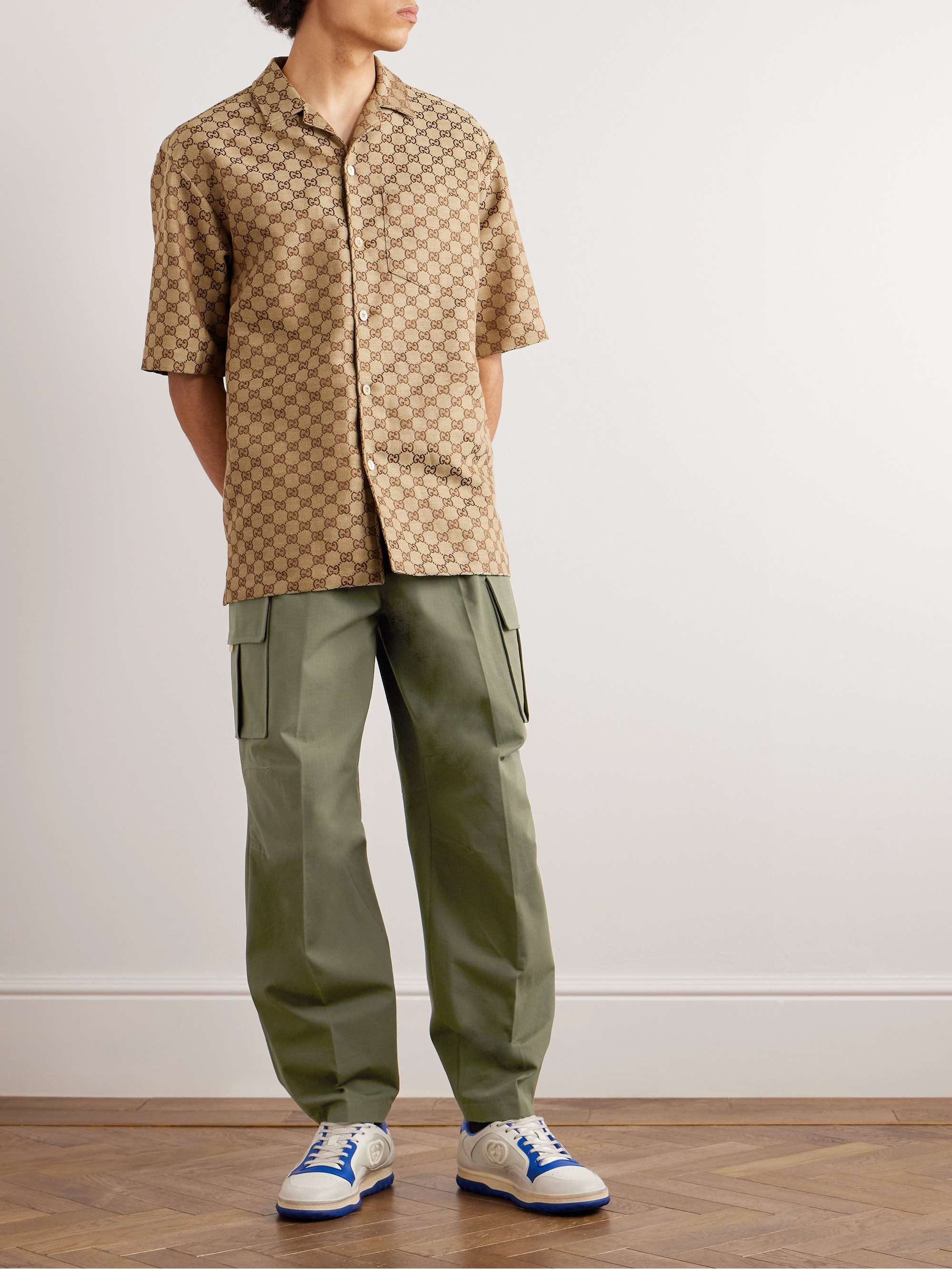 GUCCI Straight-Leg Jacquard-Trimmed Cotton-Ripstop Cargo Trousers for Men  in 2023