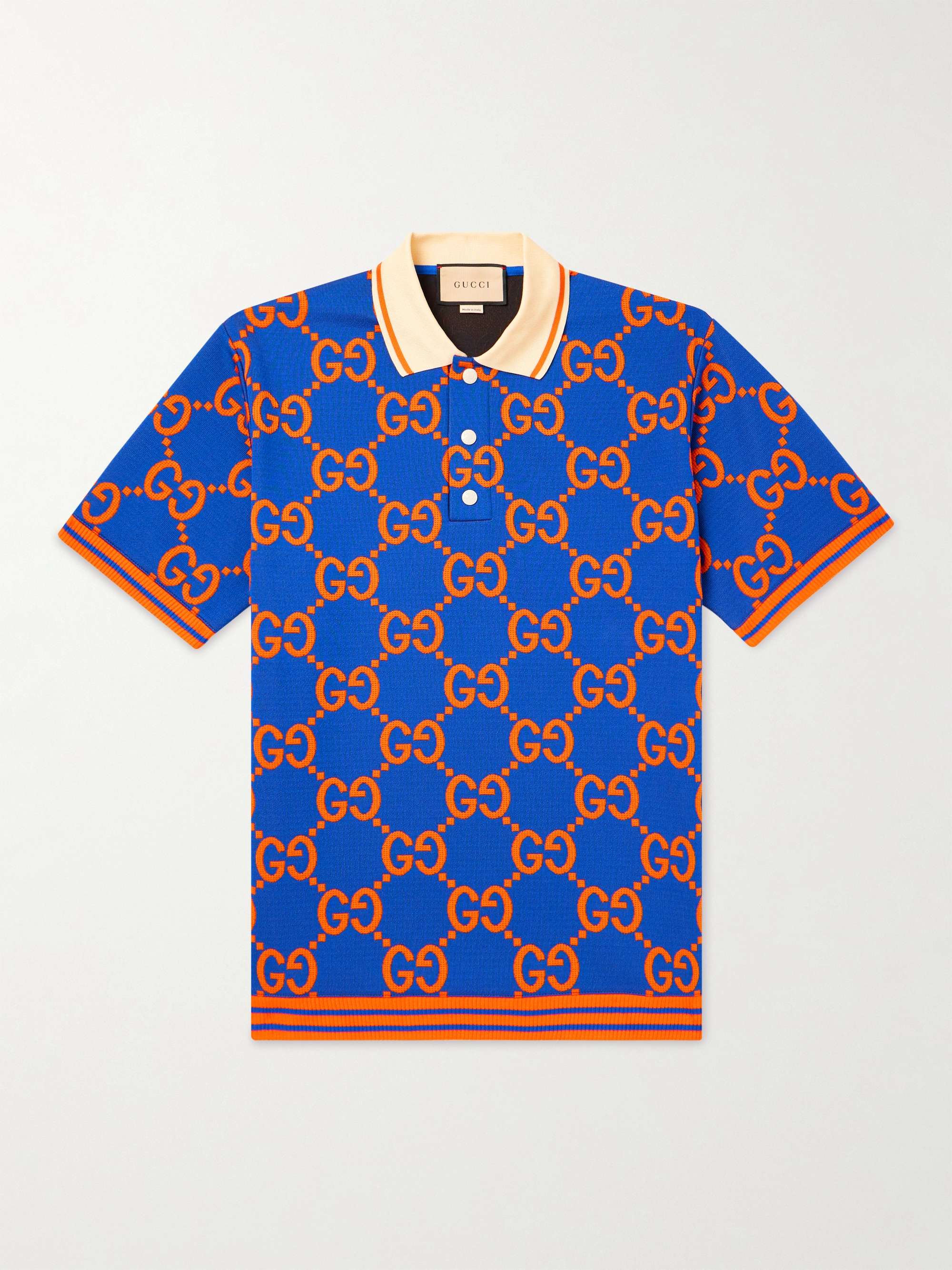 GUCCI Logo-Embroidered Stretch-Cotton Piqué Polo Shirt for Men