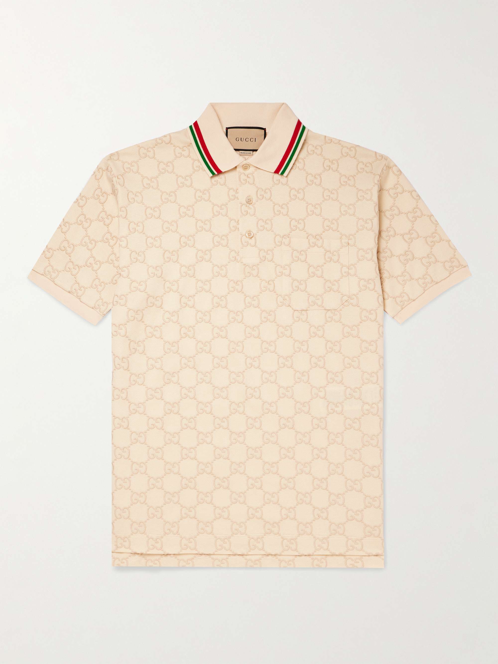 GUCCI Logo-Embroidered Cotton-Piqué Polo Shirt for Men | MR PORTER