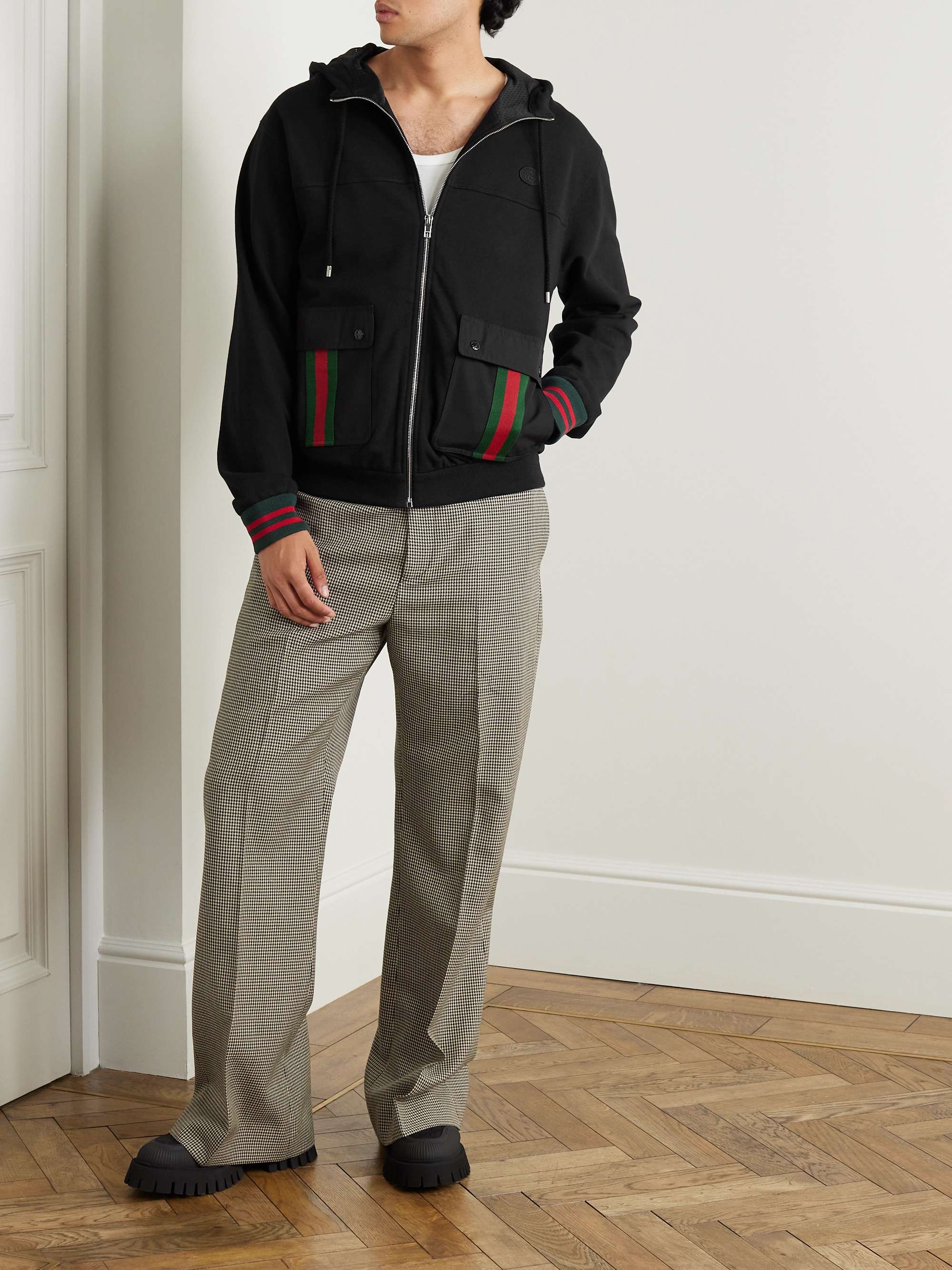 Web Stripe Cotton Track Jacket in Brown - Gucci