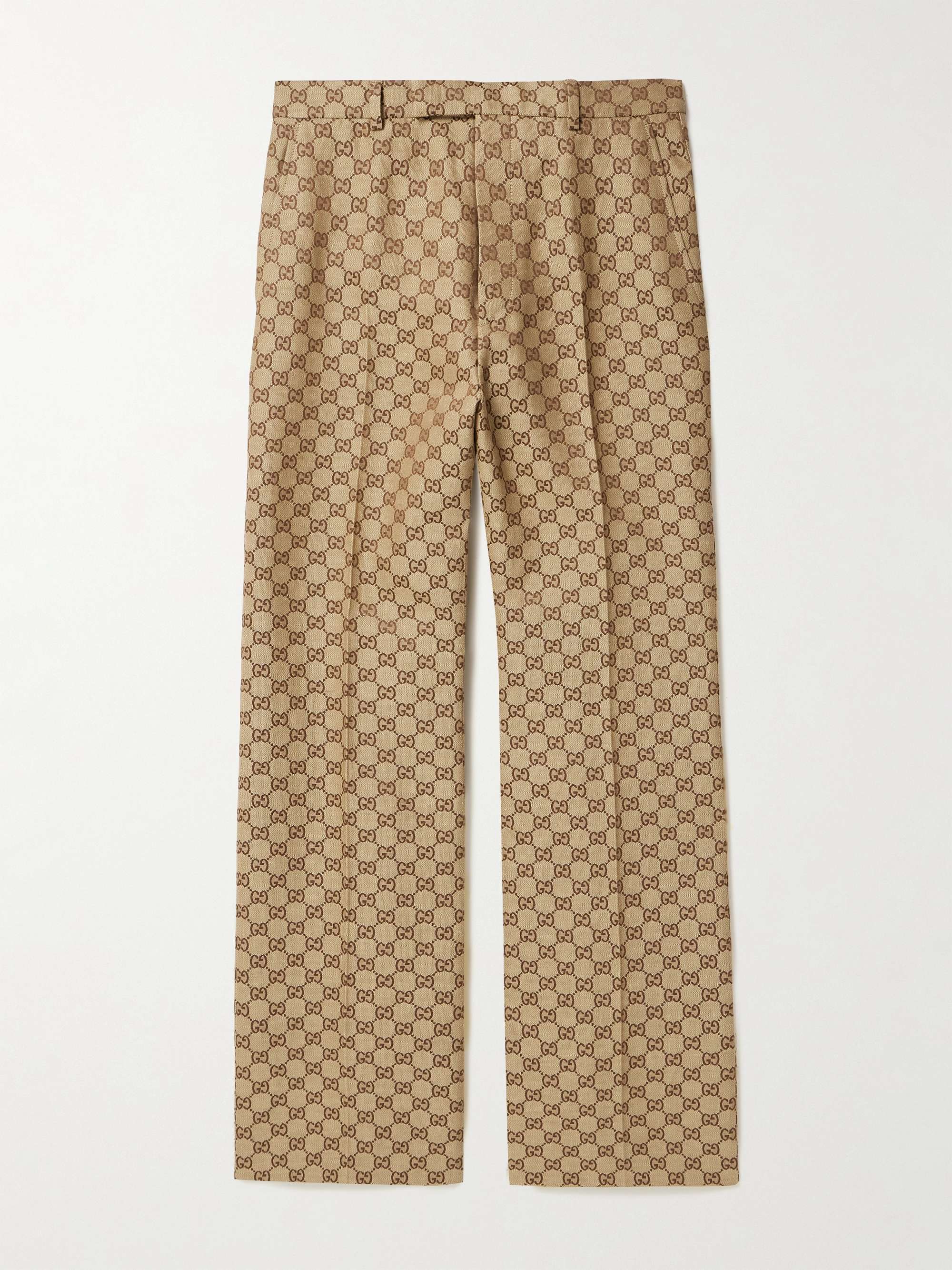 GUCCI Linen and cotton-blend jacquard wide-leg pants