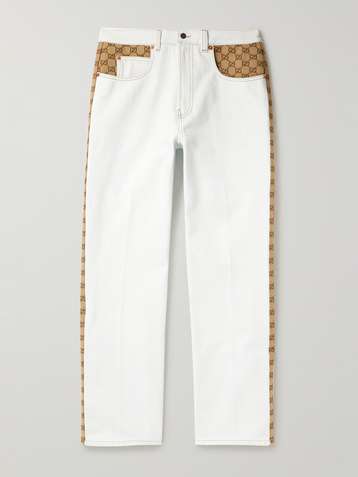 Gucci Wide-Leg Coated-canvas Trimmed Jeans - Women - Blue Denim - M