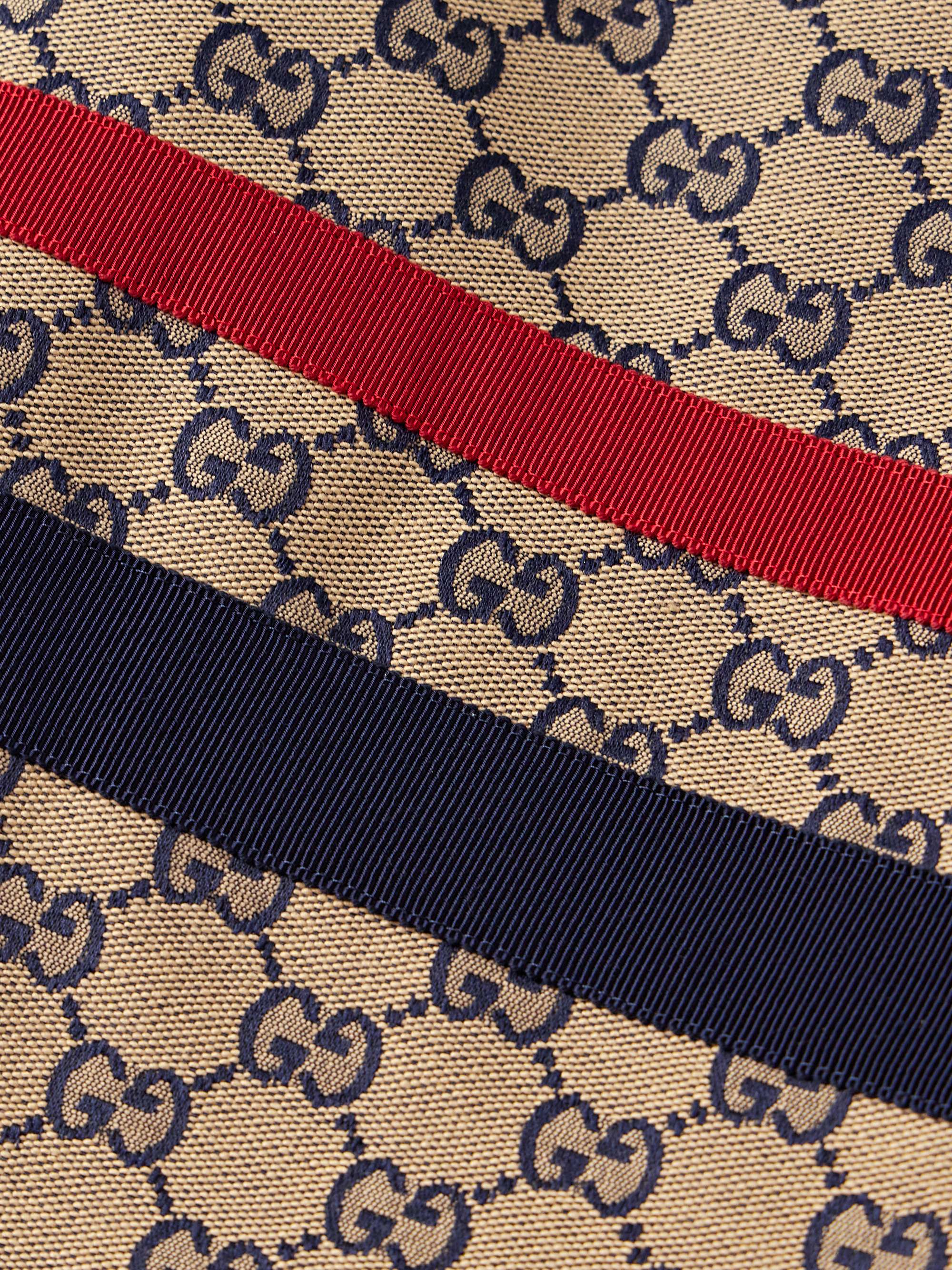 GUCCI Grosgrain and LeatherTrimmed LogoJacquard CottonBlend Canvas