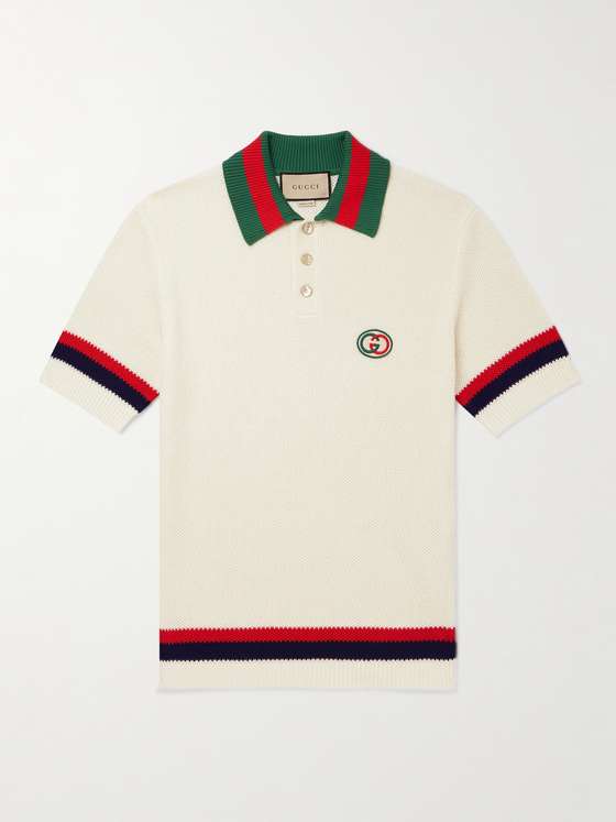 GUCCI Logo-Appliquéd Striped Cotton Polo Shirt for Men | MR PORTER