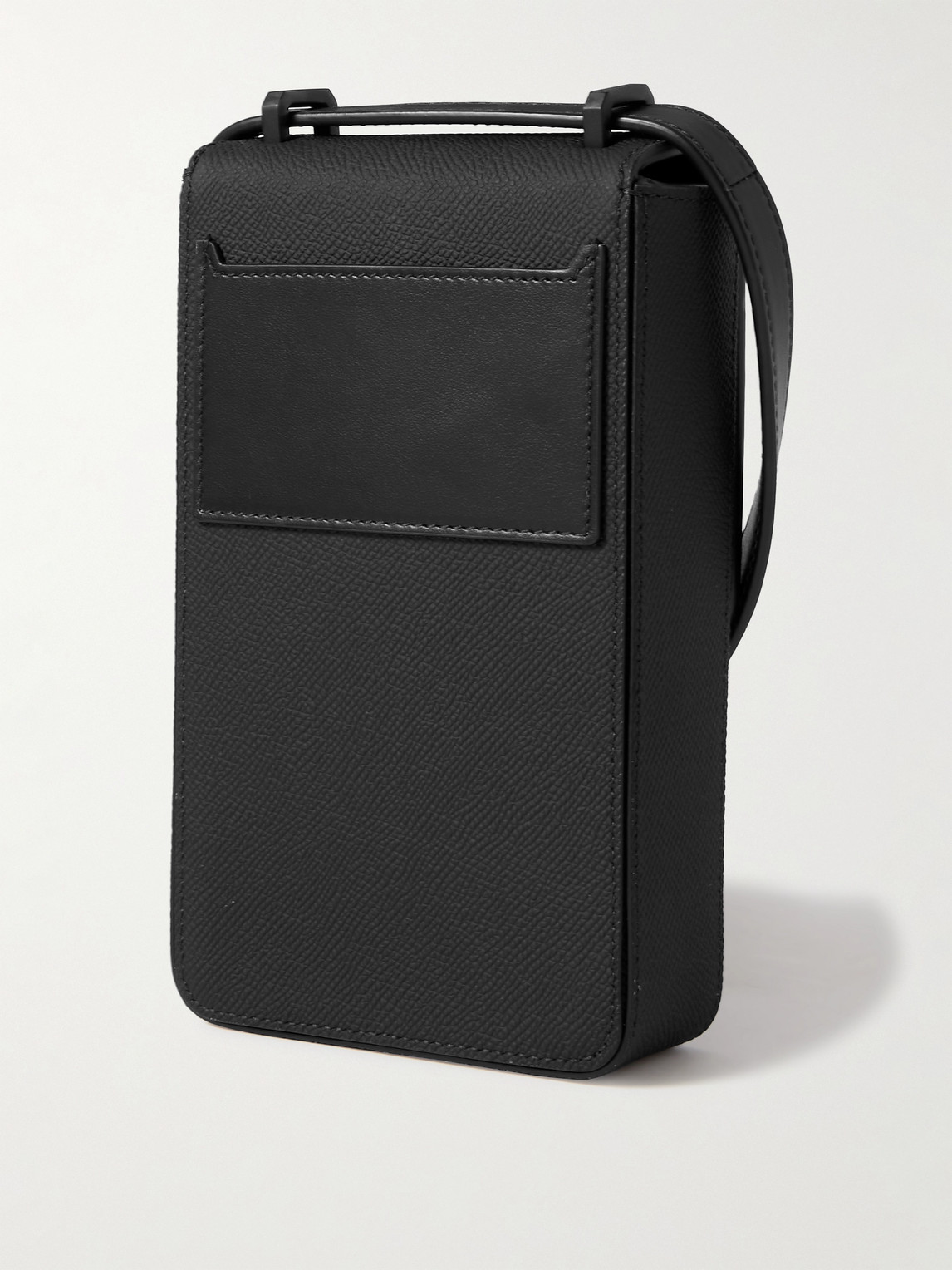 Shop Burberry Full-grain Leather Phone Pouch In Black