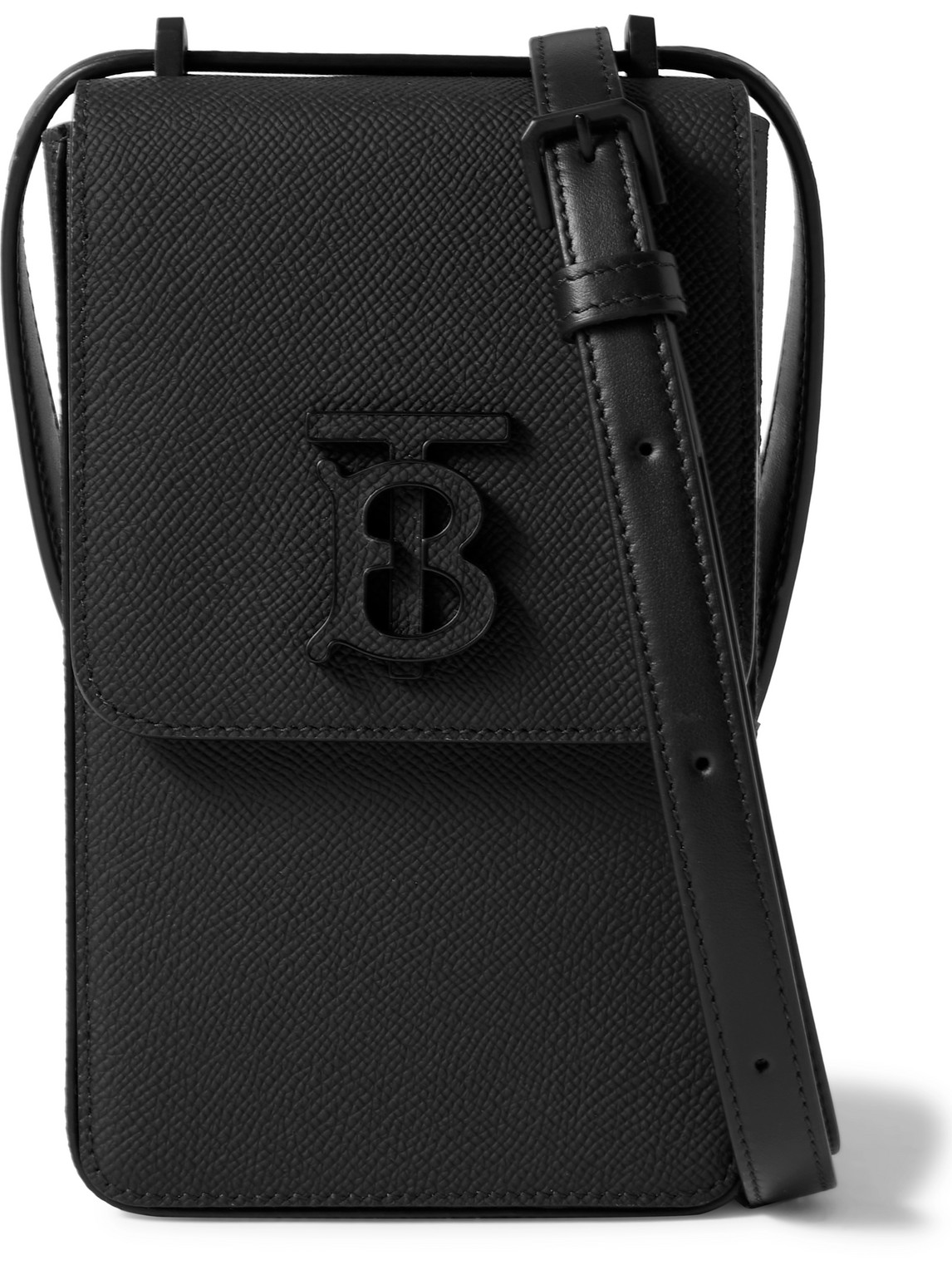 Burberry Full-grain Leather Phone Pouch In Black