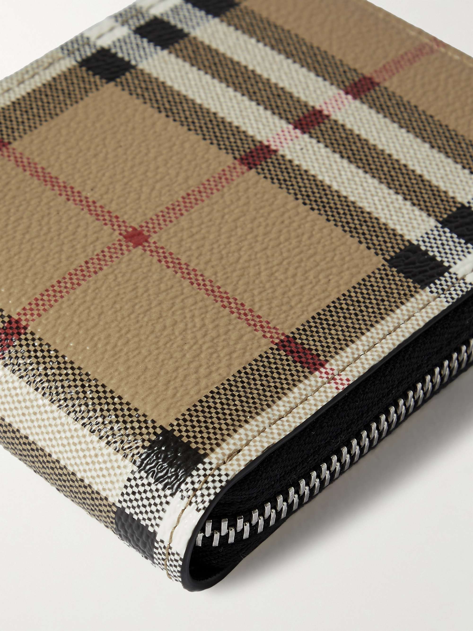 BURBERRY Leather-Trimmed Checked Canvas Wallet