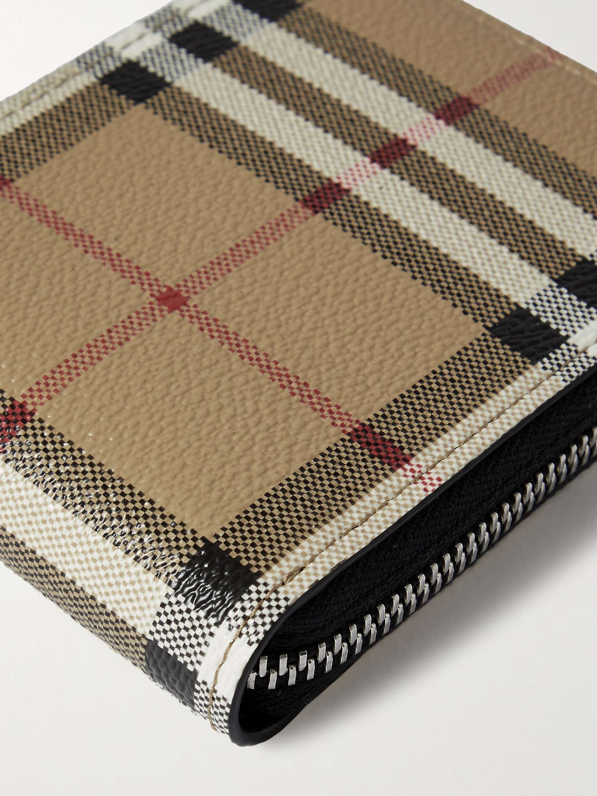 BURBERRY Leather-Trimmed Checked Coated-Canvas Cardholder for Men