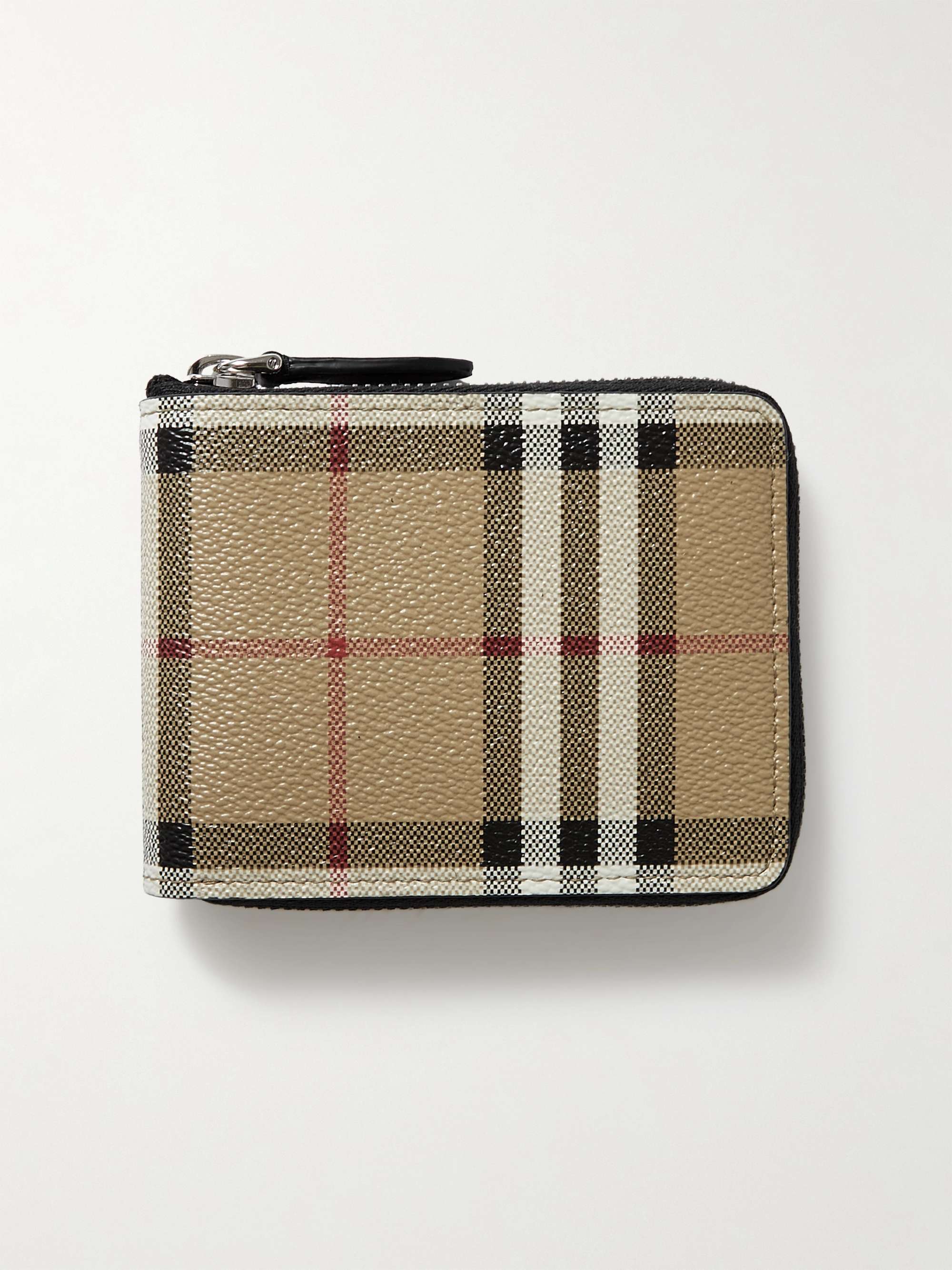 BURBERRY Leather-Trimmed Checked Canvas Wallet