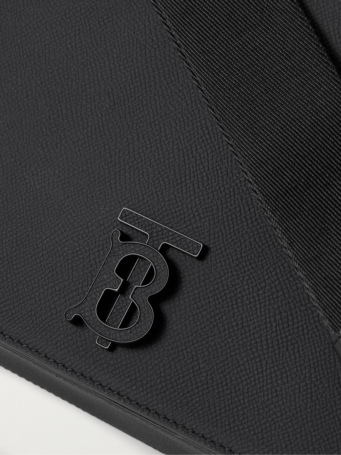 Shop Burberry Logo-embellished Full-grain Leather Messenger Bag In Black