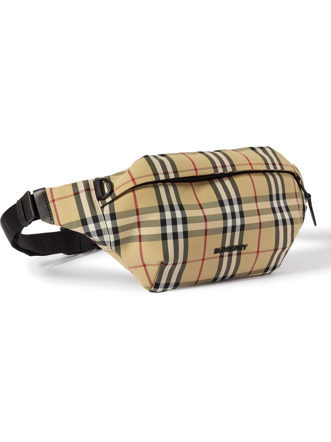 Burberry Checked Shell Belt Bag In Neutrals