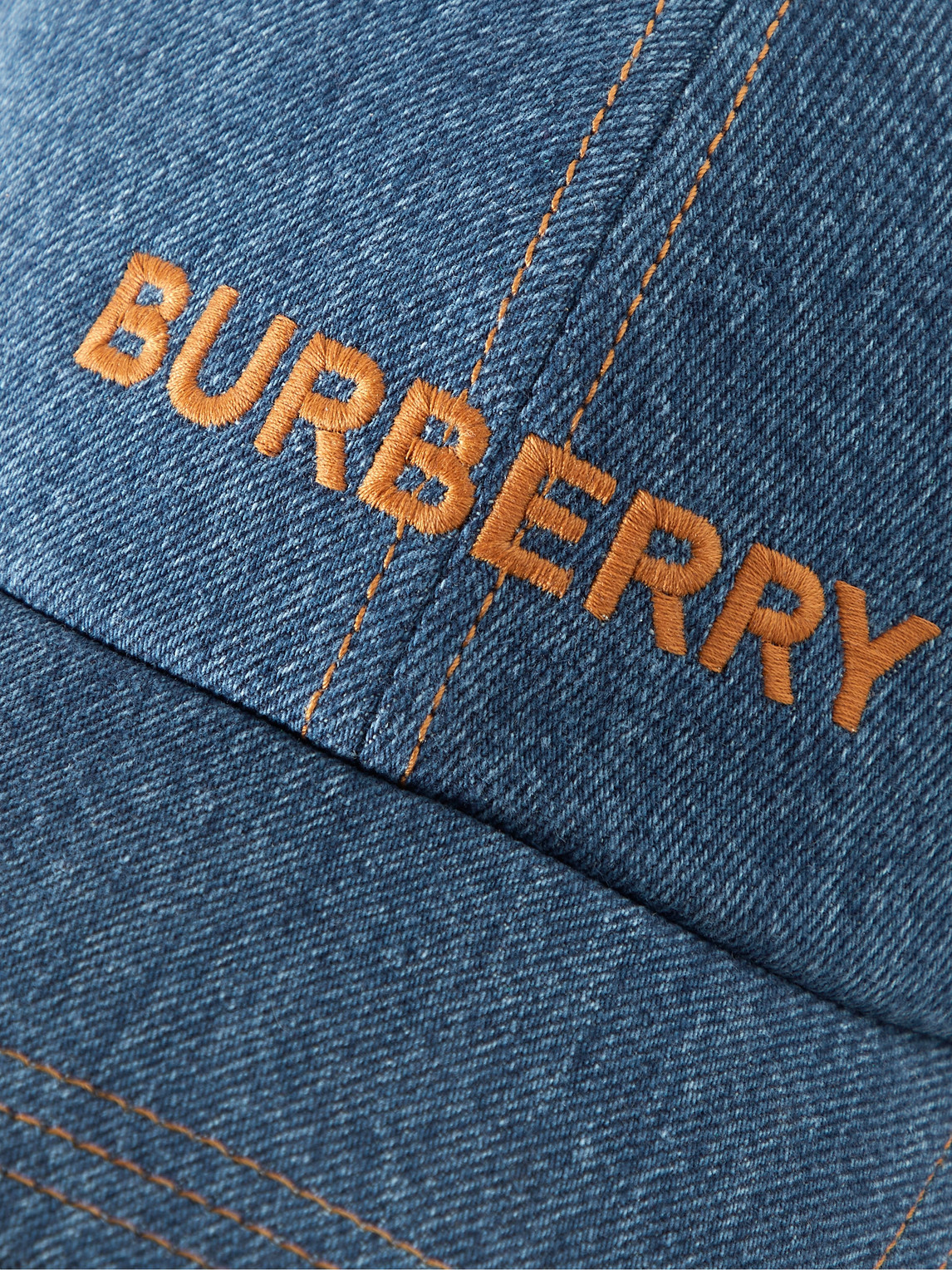 Shop Burberry Logo-embroidered Denim Baseball Cap In Blue