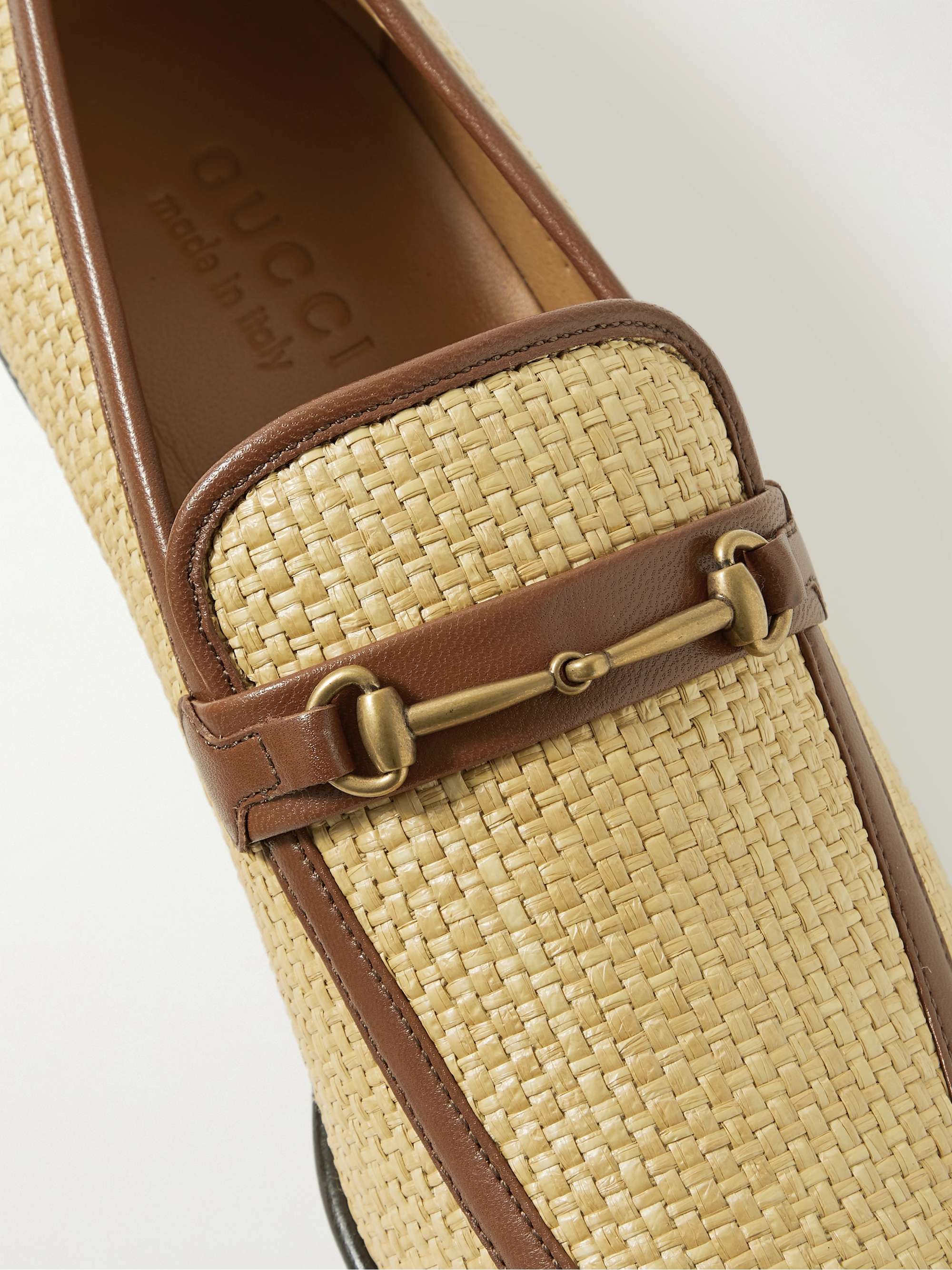 GUCCI Levico Horsebit LeatherTrimmed Raffia Loafers for Men MR PORTER