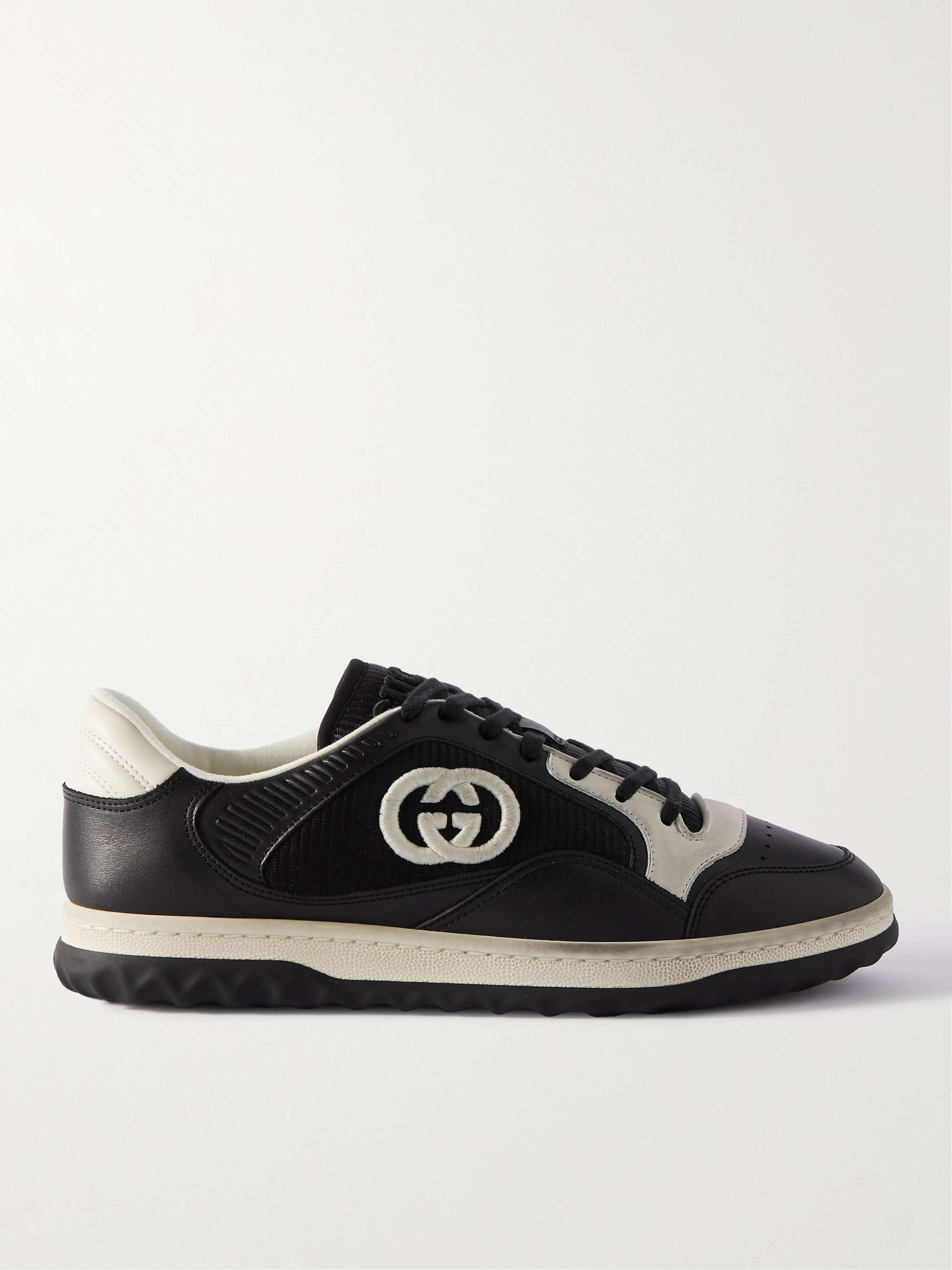 GUCCI Ace Leather and Webbing-Trimmed Monogrammed Canvas Sneakers for Men