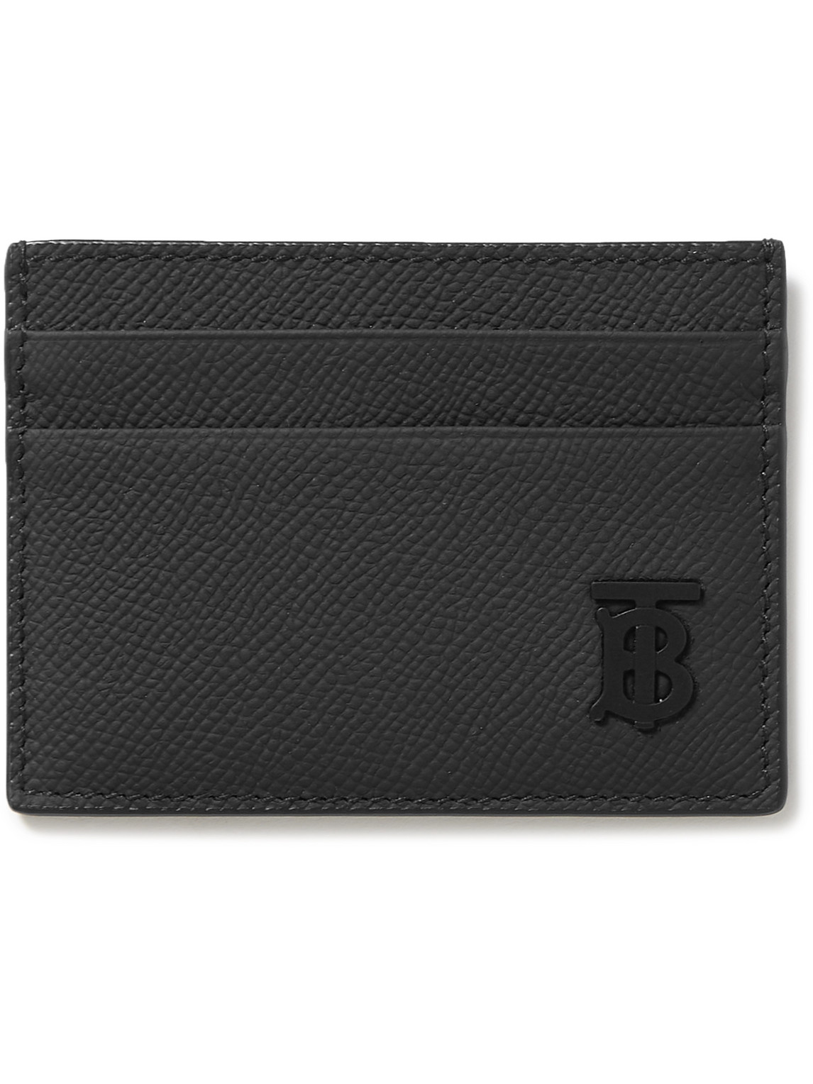 Burberry Logo-embellished Full-grain Leather Cardholder In Black
