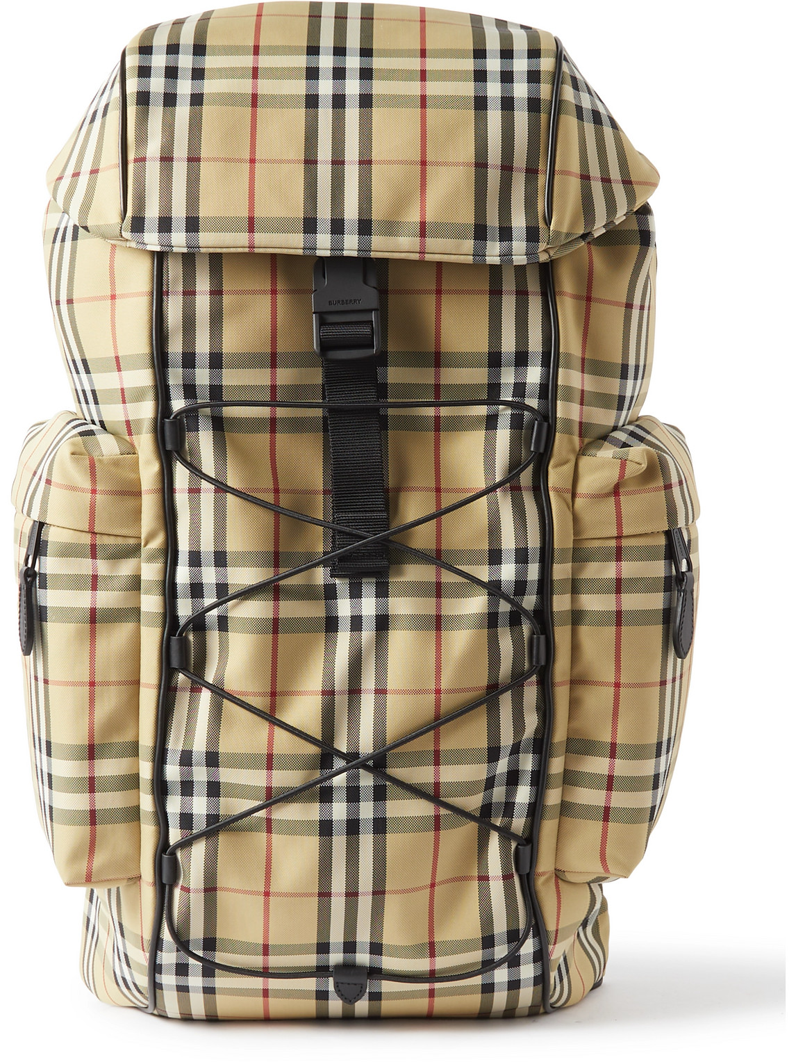 Burberry Murray Logo-embossed Checked Shell Leather-trimmed Backpacks In Neutrals