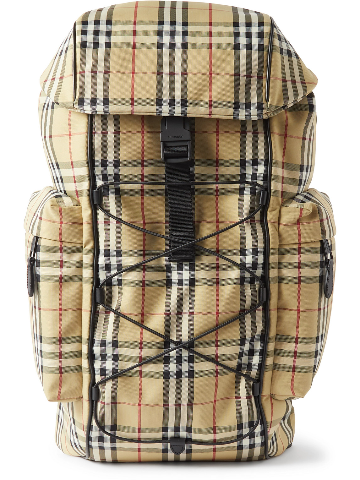 Burberry Murray Logo-embossed Checked Shell Leather-trimmed Backpacks In Neutrals