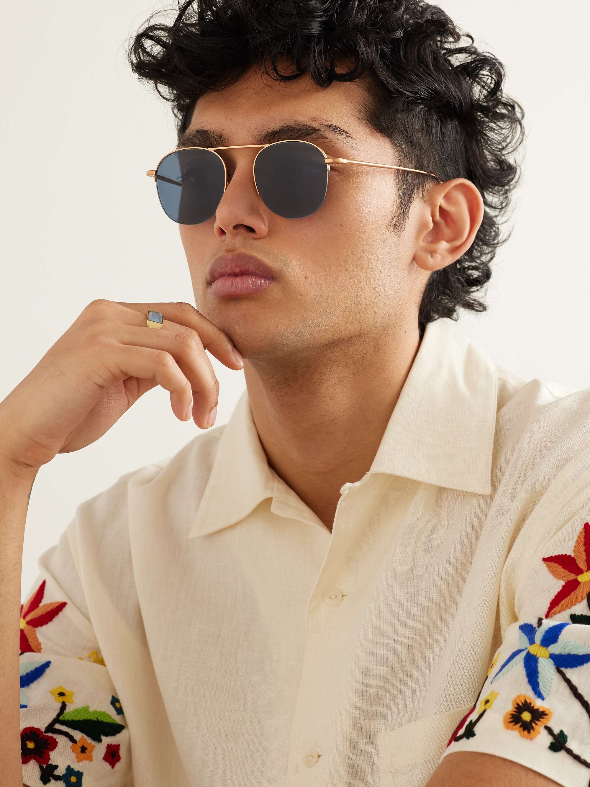 AHLEM Place Saint Sulpice Aviator-Style Rose Gold-Tone Sunglasses