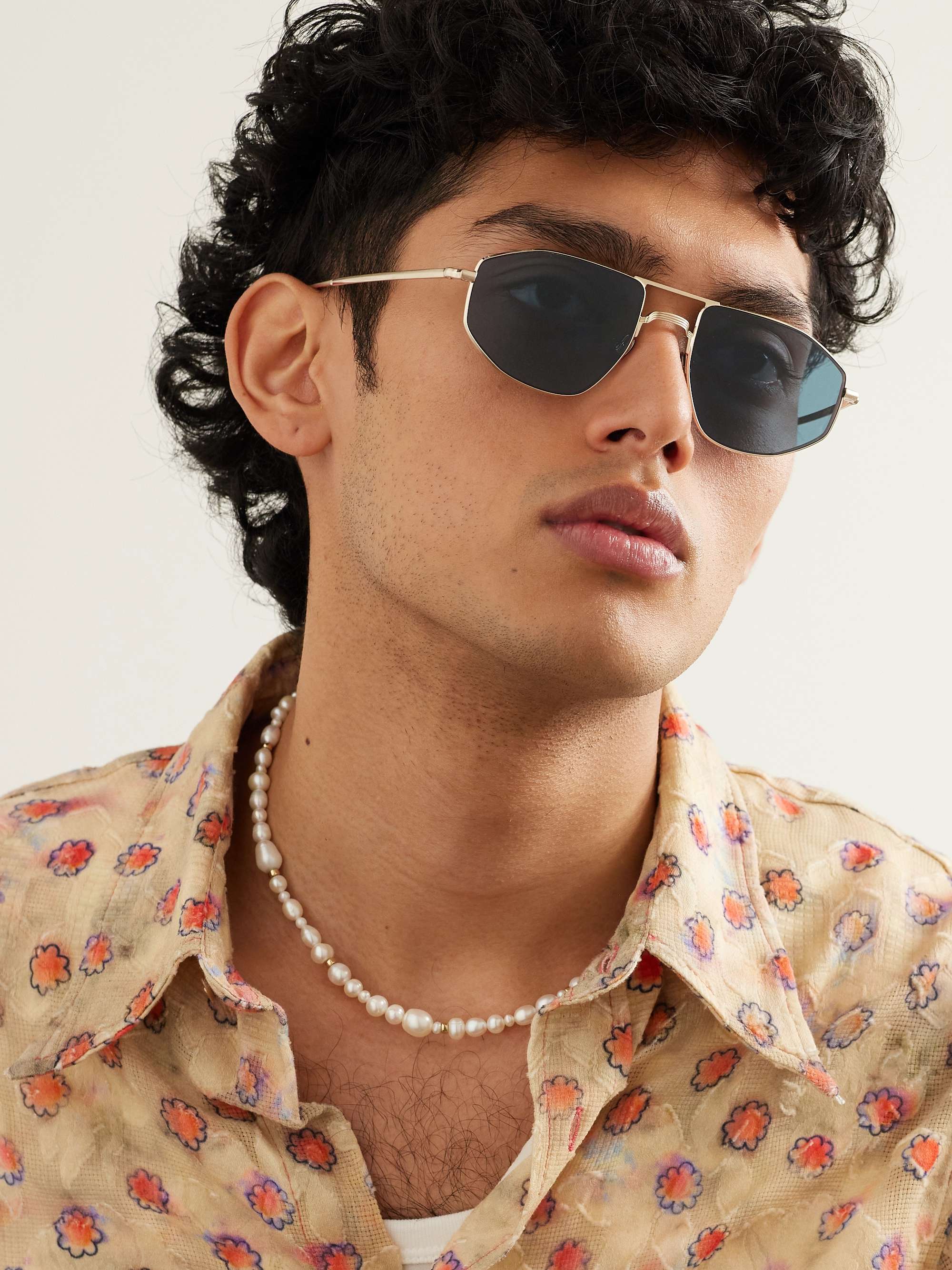 AHLEM Quai d'Orsay Hexagonal-Frame Gold-Tone Sunglasses