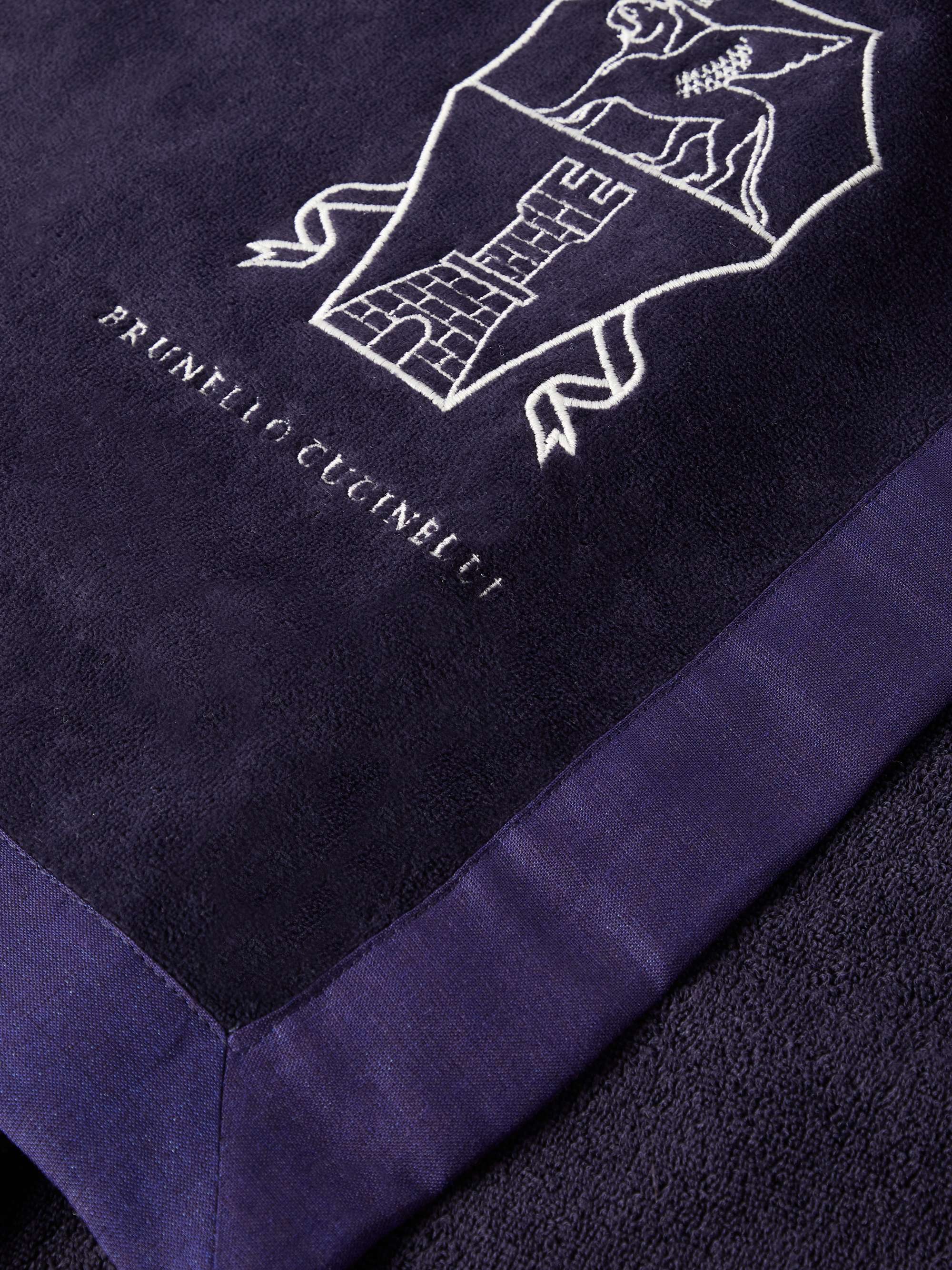 BRUNELLO CUCINELLI Logo-Print Cotton-Terry Beach Towel